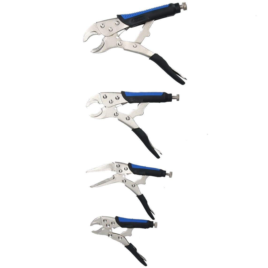 4pc Locking Grip Wrench Set with Soft Grip Handles - Heavy-Duty Vice Locking Pliers & Mole Grips for DIY, Automotive, and Home Repairs