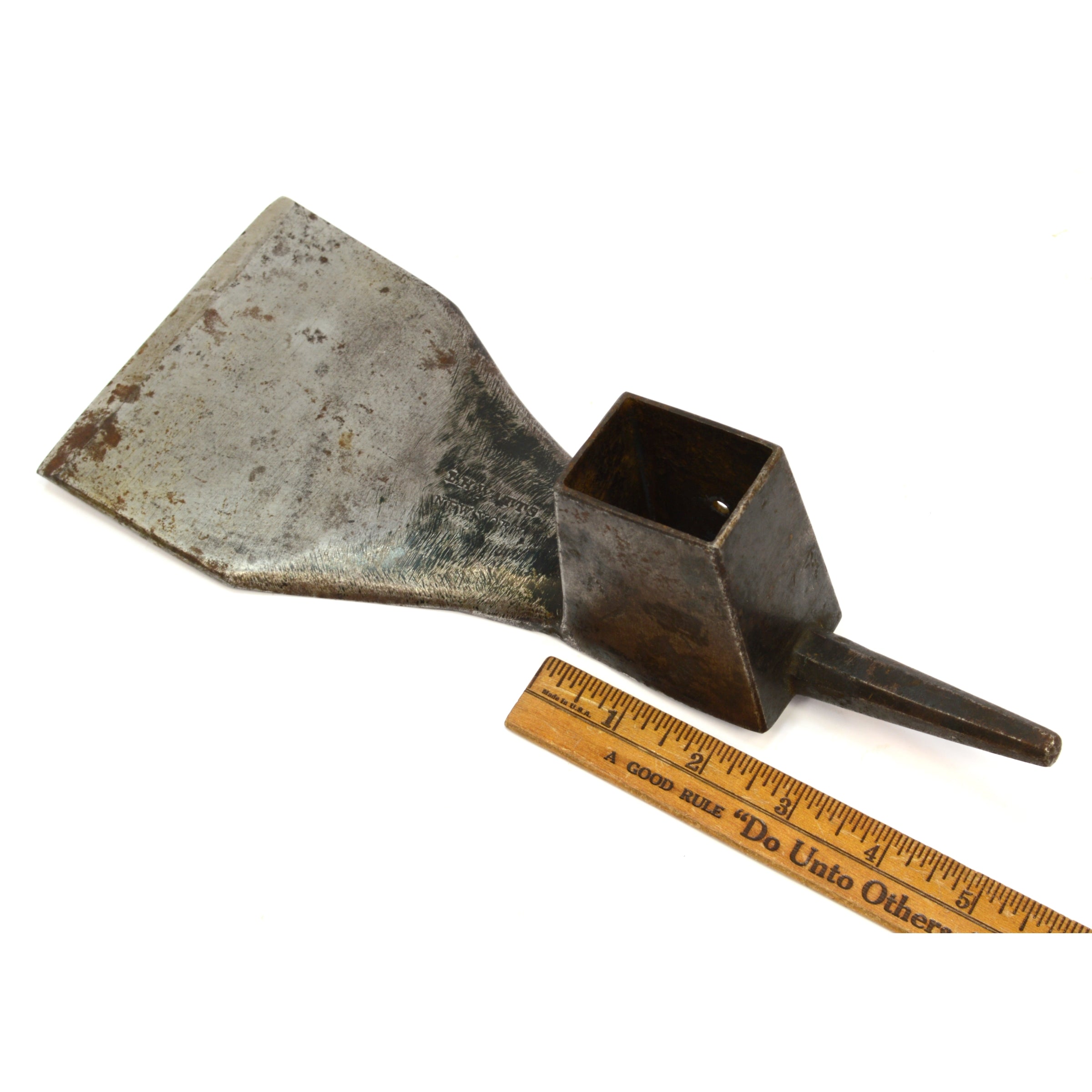 Antique SHIPWRIGHTS ADZE Woodworking Tool - L.H. WATTS New York Pole/Foot Adz Axe for Boat Building & Traditional Woodcraft