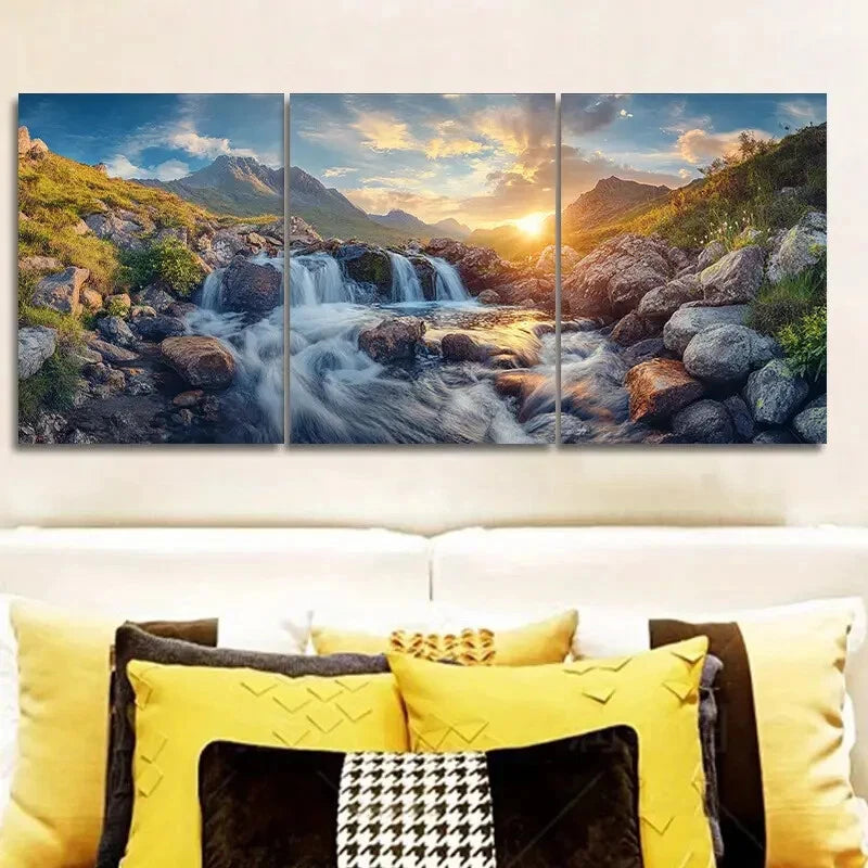 3-Piece Scottish Highlands Sunset Landscape Wall Art Set - Framed Canvas Prints 40x60cm - High Quality Australian Made Wall Decor - Ready to Hang - Perfect for Living Room, Bedroom & Office Decor