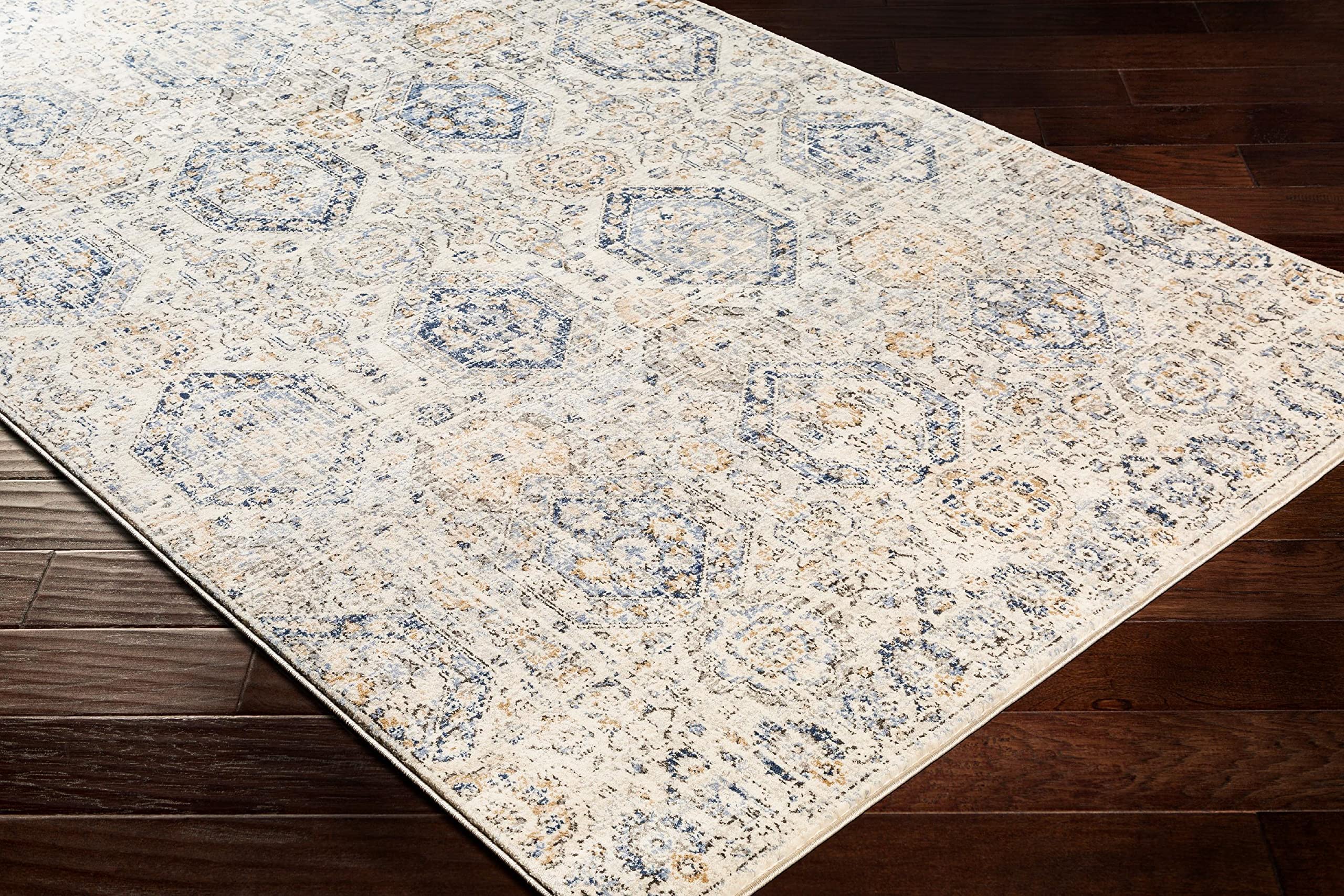 Mark&Day Traditional Bright Blue Area Rug 2x3 - Navy Grey Beige Carpet for Living Room, Bedroom, Kitchen | Soft Non-Slip Floor Mat for Home Decor, Office & Dorm (2' x 2'11
