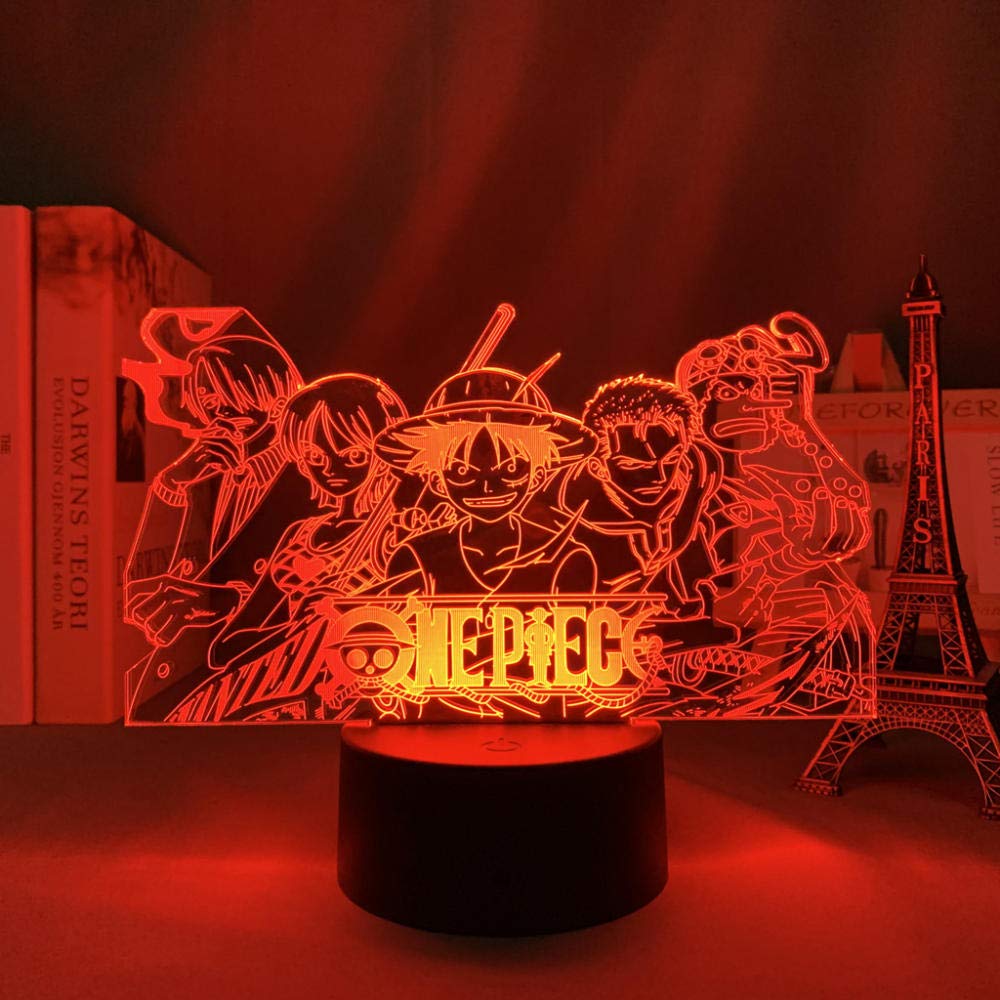 One Piece 3D LED Night Light - Japanese Anime Character Illusion Lamp for Kids Bedroom, Cool Desk & Bedside Table Decor - Perfect Gift for Anime Fans & Kids Room Lighting