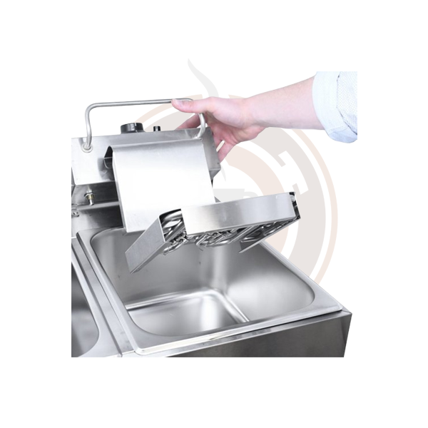 Omcan 6 Qt (7 Liters) Commercial Double Countertop Electric Deep Fryer - 220V, 1Ph, 2500W (x2) - Perfect for Restaurants, Food Trucks & Catering Businesses - Model 39372