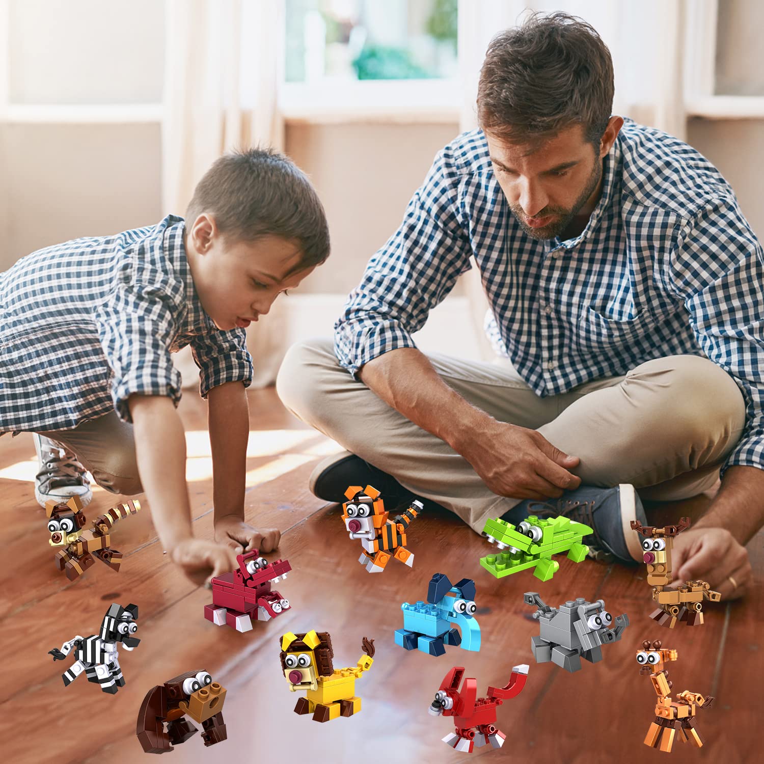 12 in 1 Pre-Filled Animal Building Block Set - 12 Pcs Mini STEM Construction Toys for Kids | Creative Educational Classroom Prizes, Birthday Party Favors, Carnival Gifts & Goodie Bag Fillers | Perfect for STEM Learning, Group Play & Gift-Giving Occasions