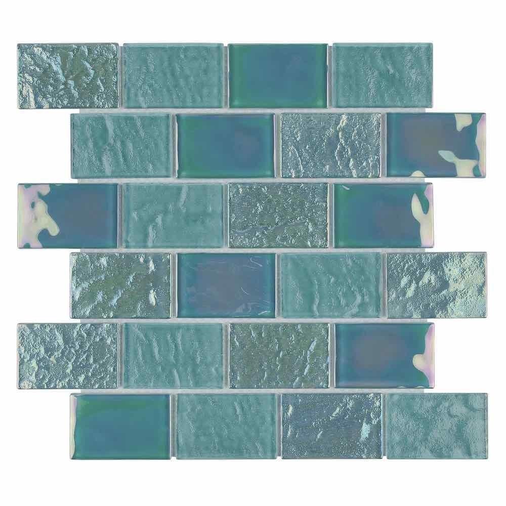 Iridescent Glass Tile - Summer Sea Foam 2