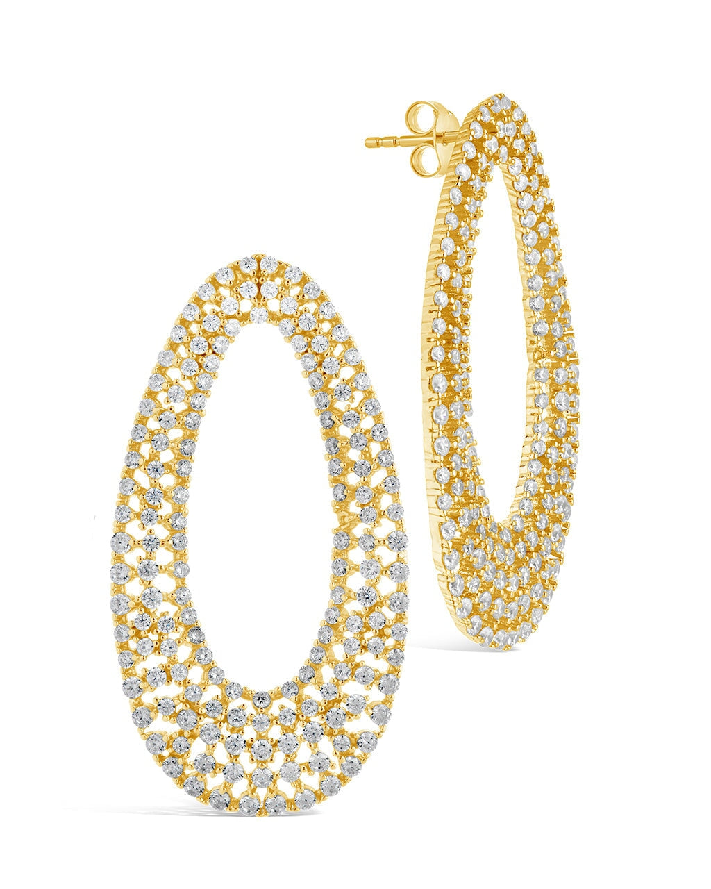 Olivia CZ Oval Stud Earrings for Women - 14K Gold Plated Cubic Zirconia Elegant Jewelry - Perfect for Weddings, Parties & Everyday Wear