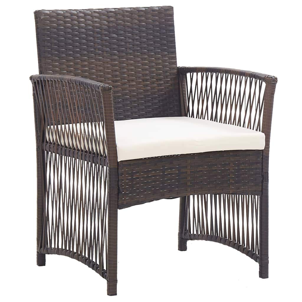 SKM 2-Piece Brown Poly Rattan Patio Armchairs with Cushions - Outdoor Garden, Poolside, and Balcony Furniture Set for Relaxing