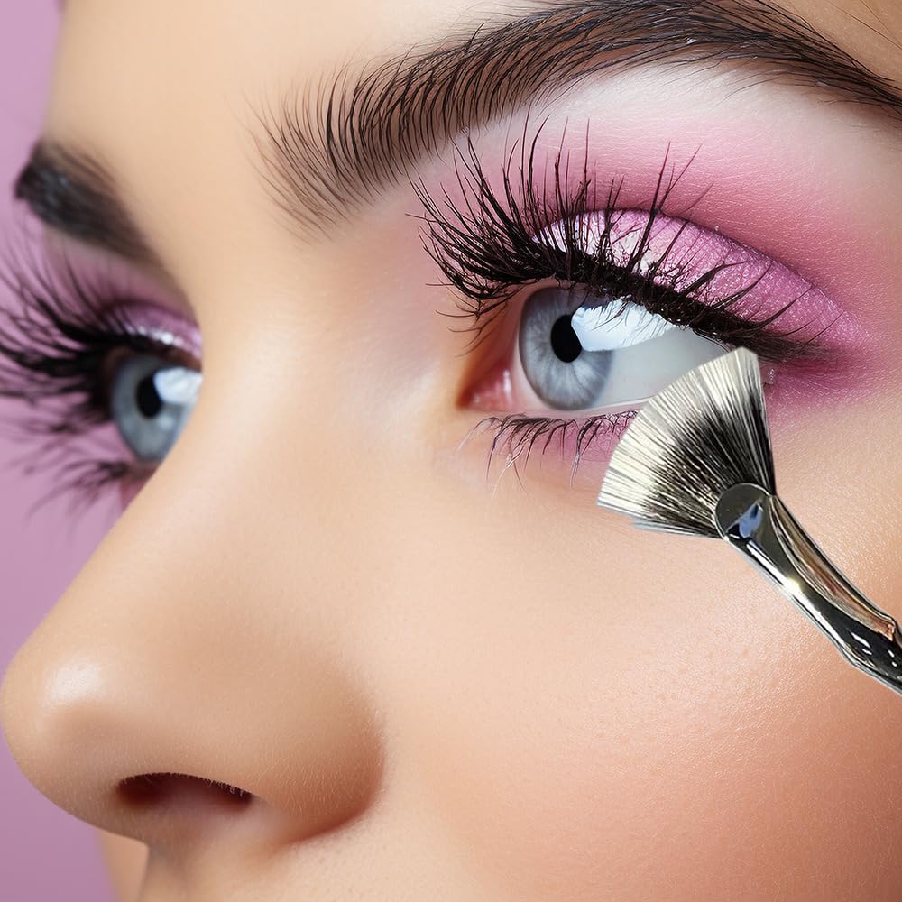 Fan Mascara Brush - Clump-Free Bent Lash Wand for Beginners (4PCS) - Perfect for Travel & Daily Makeup