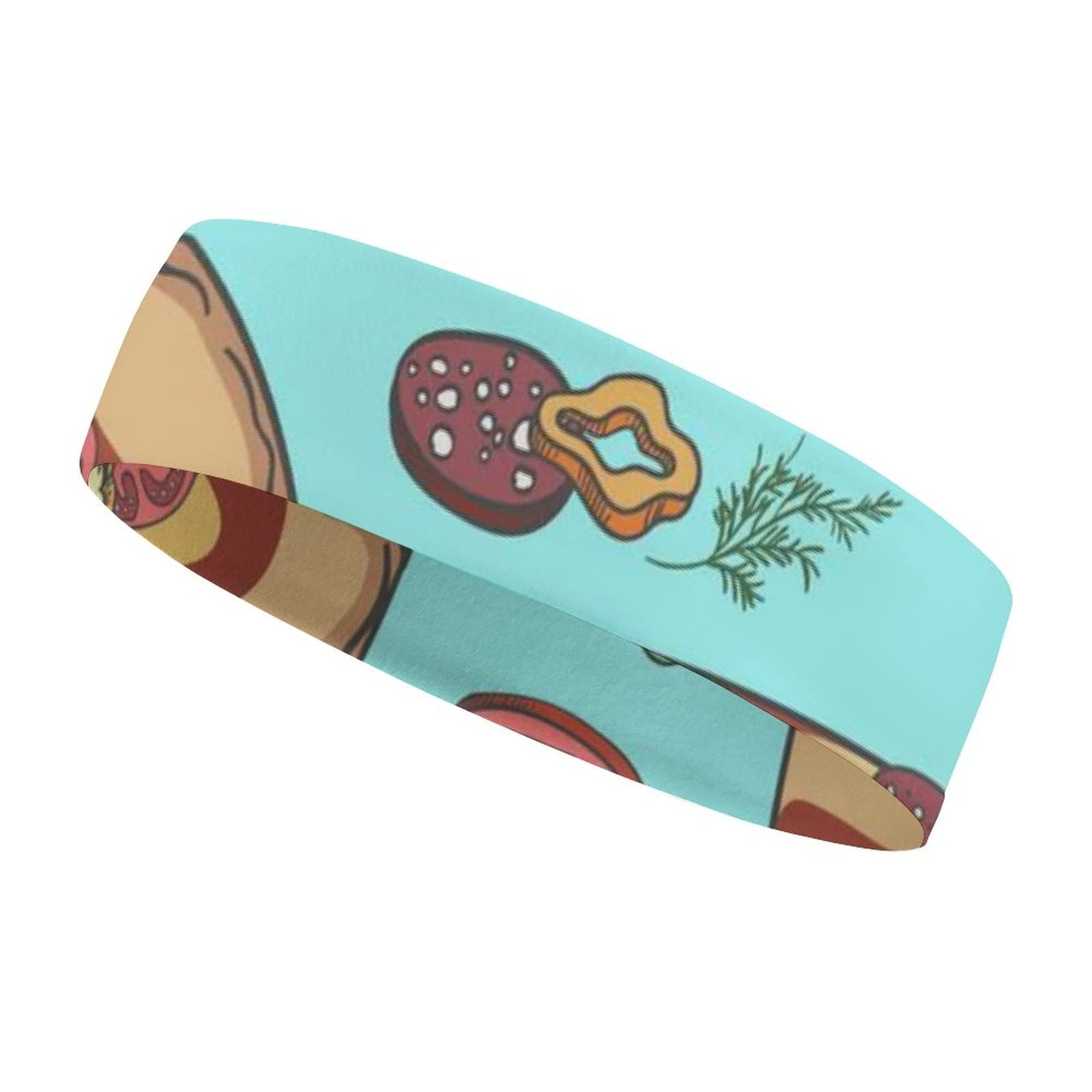 **Aiyoolee Women's Workout Headband - Non-Slip Moisture Wicking Sports Headband for Running, Yoga & Fitness - Cute Pizza Pie Design - Perfect for Summer Workouts & Outdoor Activities**