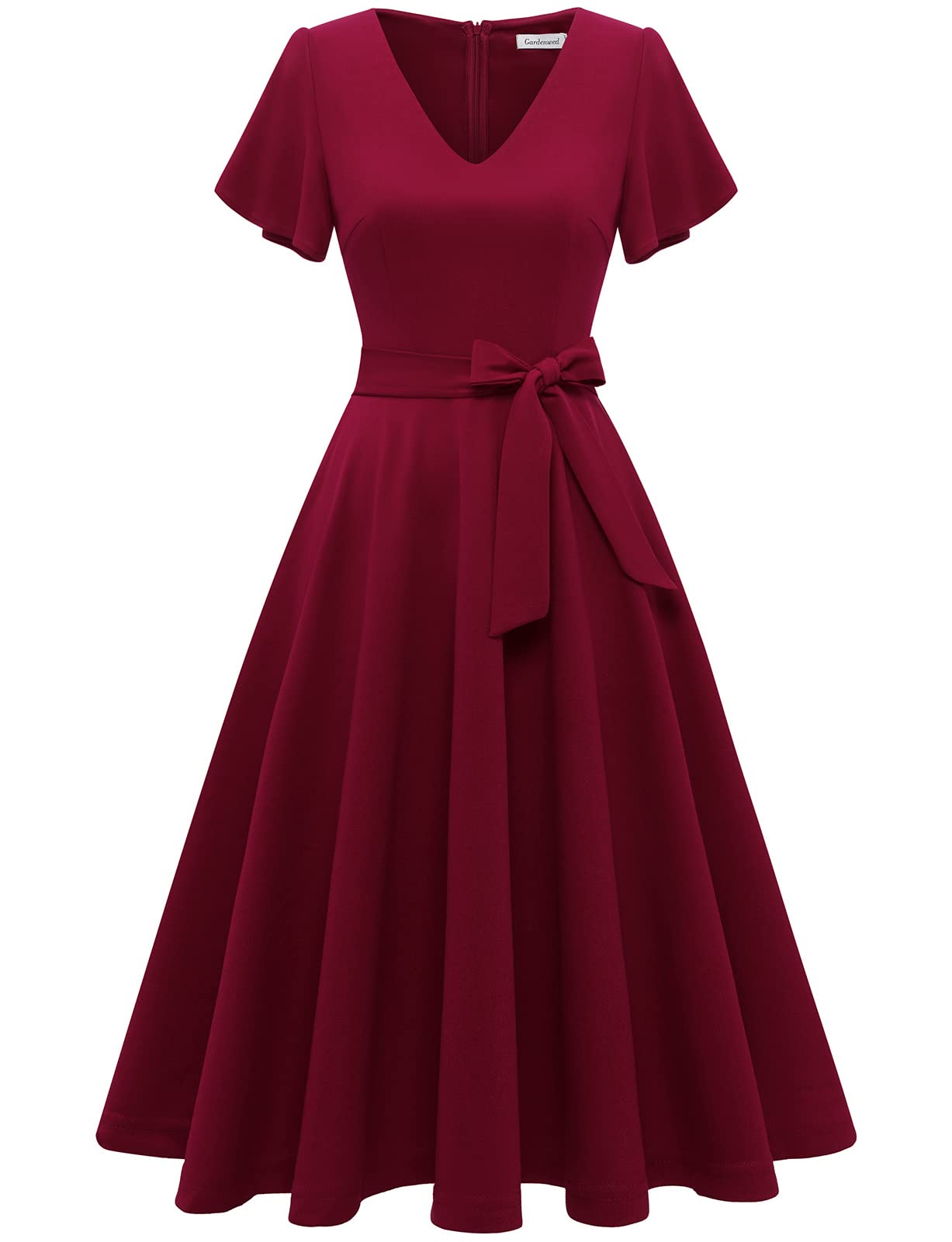 Elegant Women's Cocktail Dresses for Wedding Guest | Fit and Flare Formal Dress with Sleeves | Perfect for Homecoming, Church Events & Special Occasions