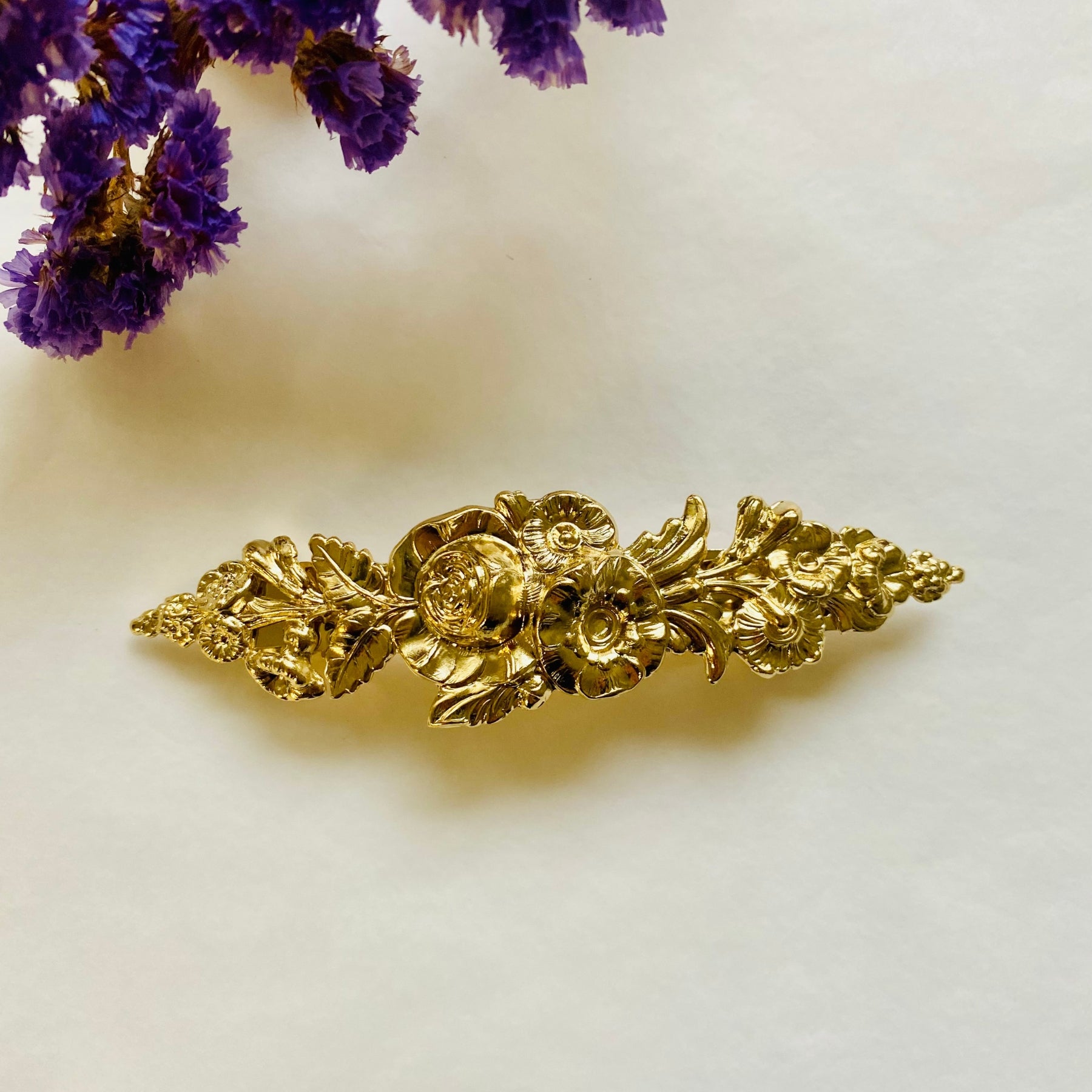 Nassia Floral Gold Hair Clip - Elegant Hair Accessory for Women & Girls - Perfect for Weddings, Parties & Everyday Wear