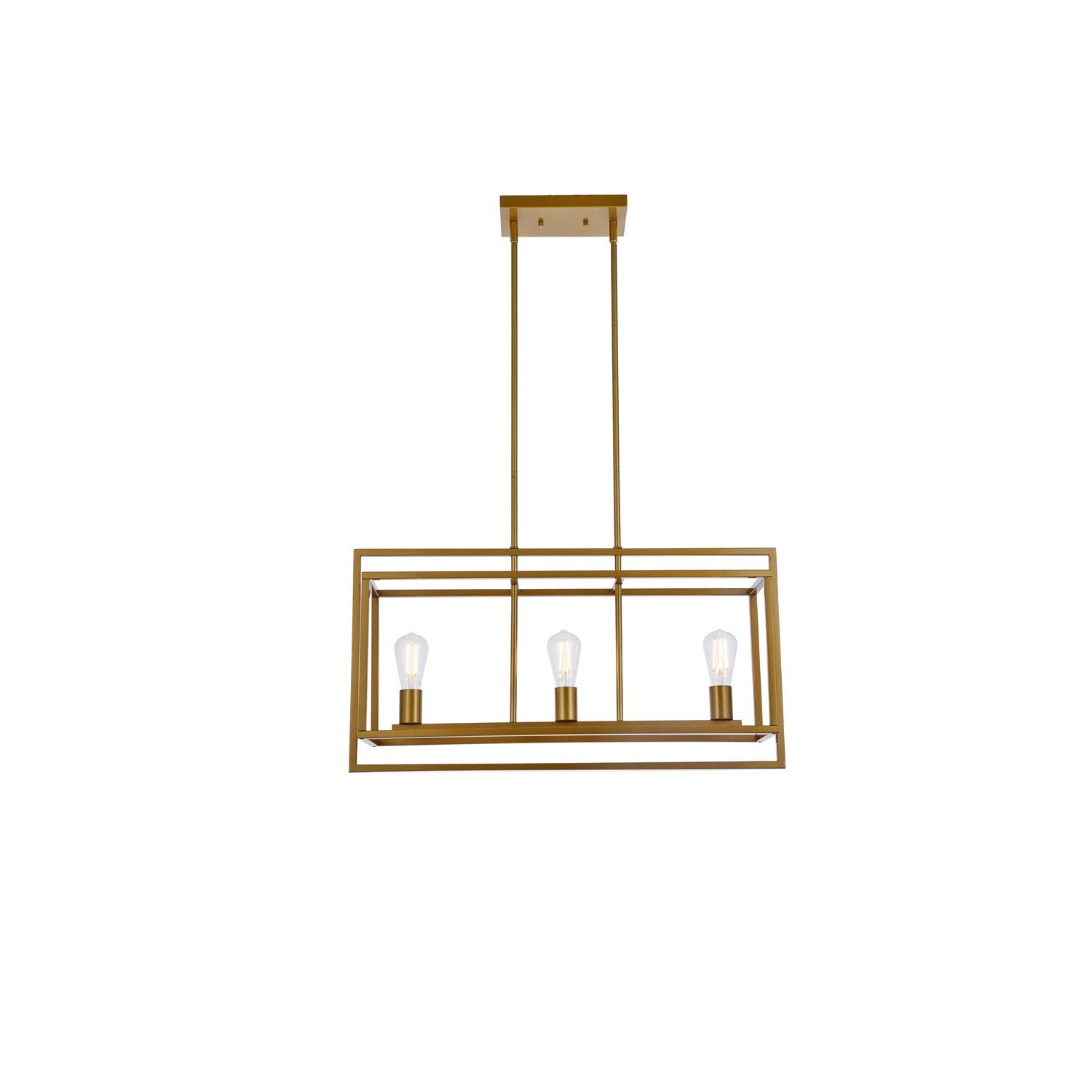 Voir 3-Light Brass Pendant Lighting Fixture - Modern Dining Room Chandelier for Kitchen Island, Foyer & Bedroom Decor