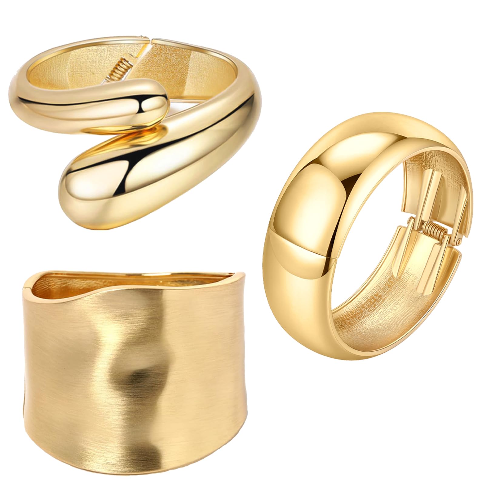 1-3PCS Gold Cuff Bracelets for Women - Trendy Chunky Wide Bangle Bracelet - Irregular Statement Wrist Cuff Wrap Jewelry - Perfect for Parties, Weddings & Everyday Fashion Accessories