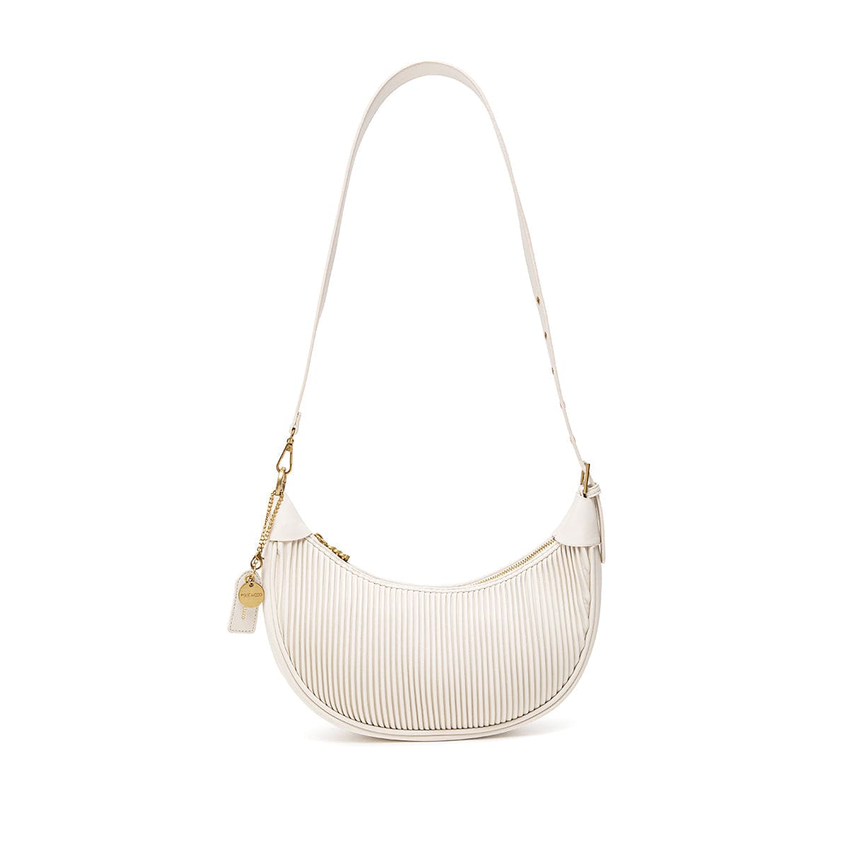 Vegan Leather Crossbody Bag for Women - Coconut Cream Pleated Design | Stylish & Eco-Friendly Purse for Everyday Use, Work, and Travel