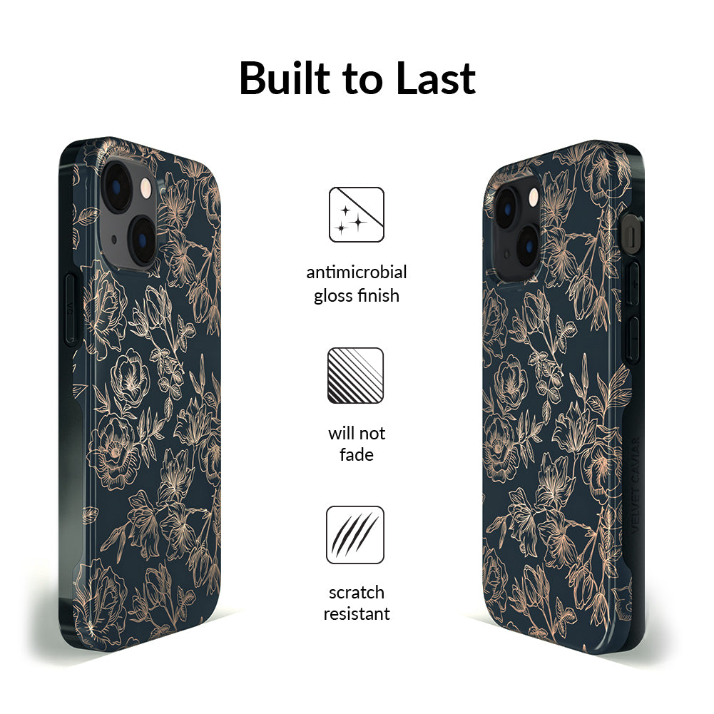 Elegant Floral Rose Gold iPhone Case - Stylish Protective Cover for iPhone 11/12/13/14/15 Pro Max - Perfect for Everyday Use, Office & Special Occasions