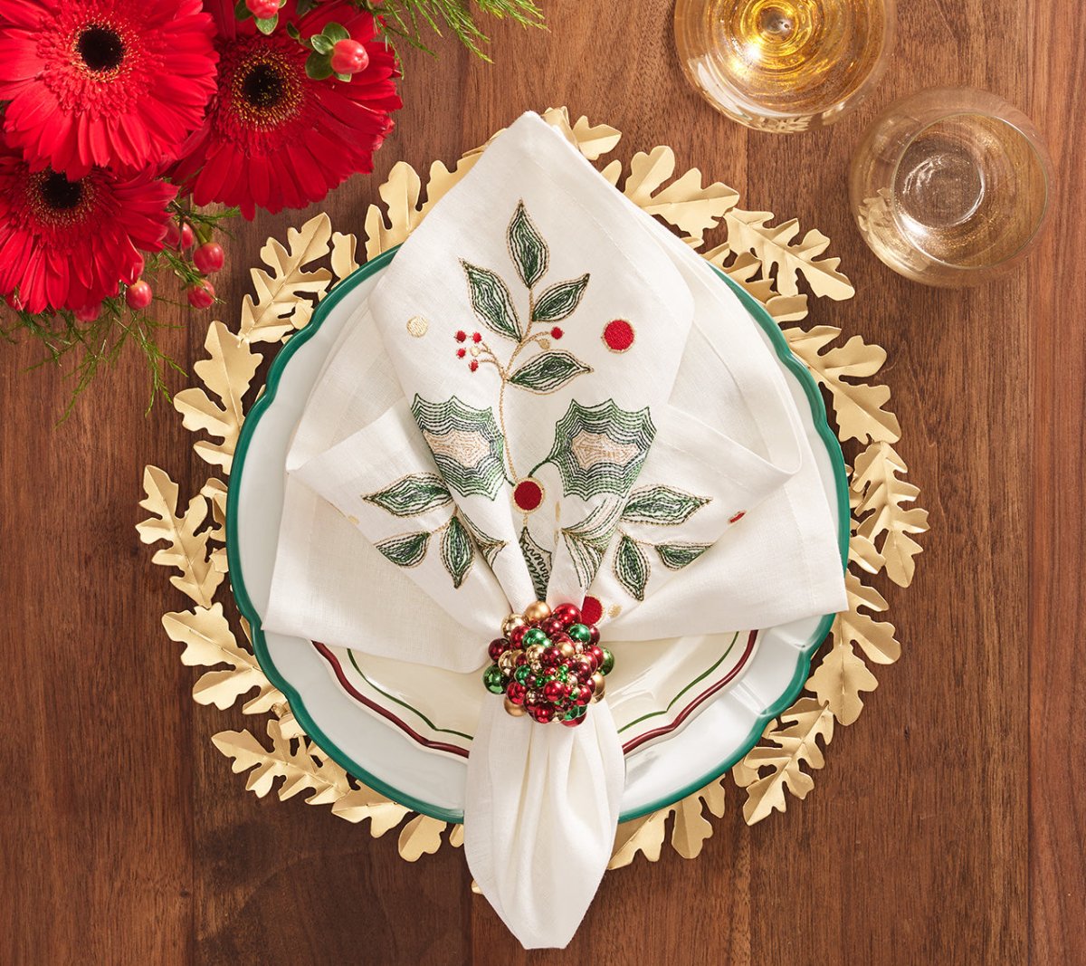 Luxury Gold Gilded Leaf Charger Plates - Set of 4 for Elegant Dinner Parties & Wedding Decor
