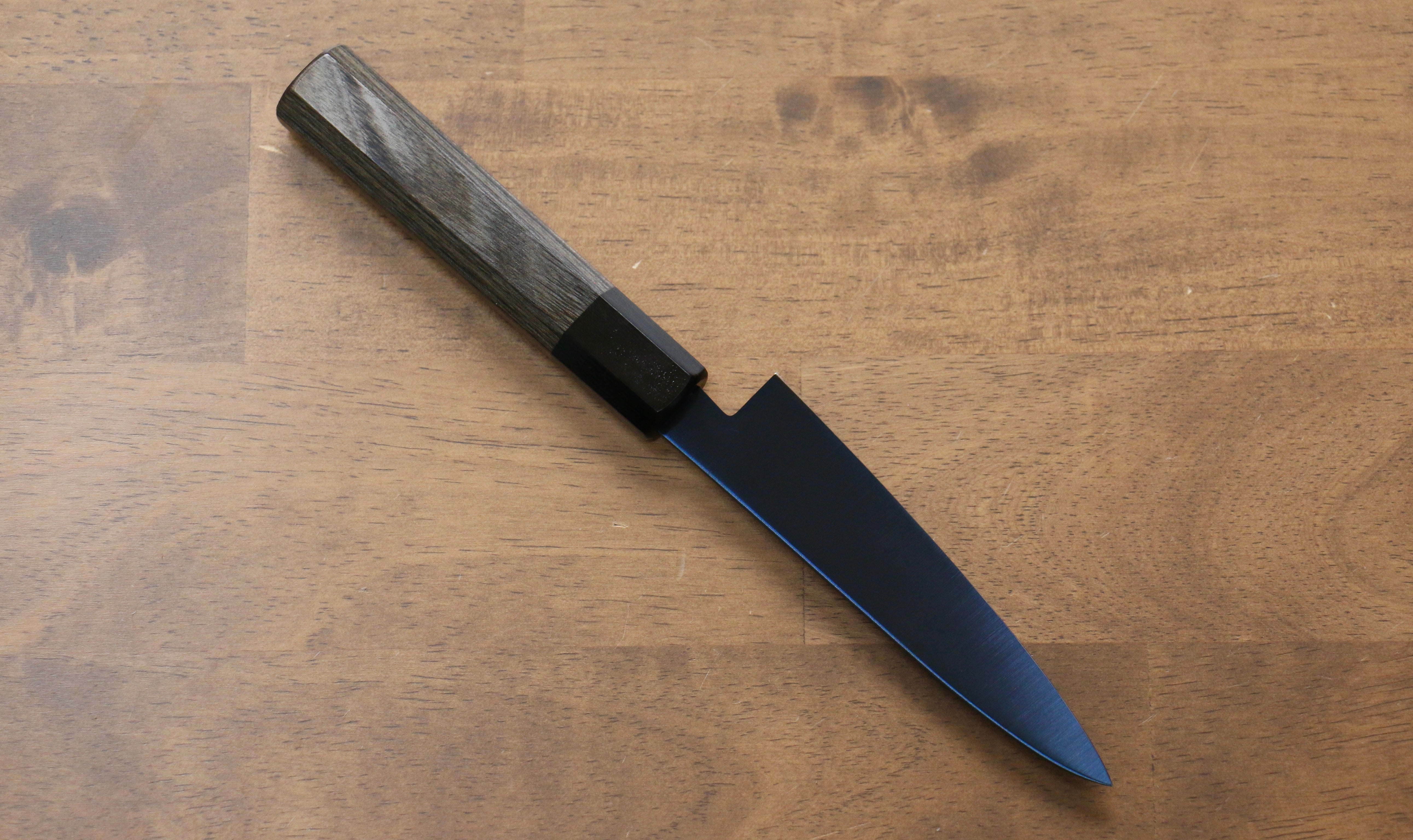 Seisuke SK 85 120mm Petty Utility Knife - Japanese Stainless Steel Blade with Ion Plating & Migaki Finish, Gray Pakkawood Handle - Perfect for Slicing Fruits, Vegetables & Small Cuts in Home Kitchen