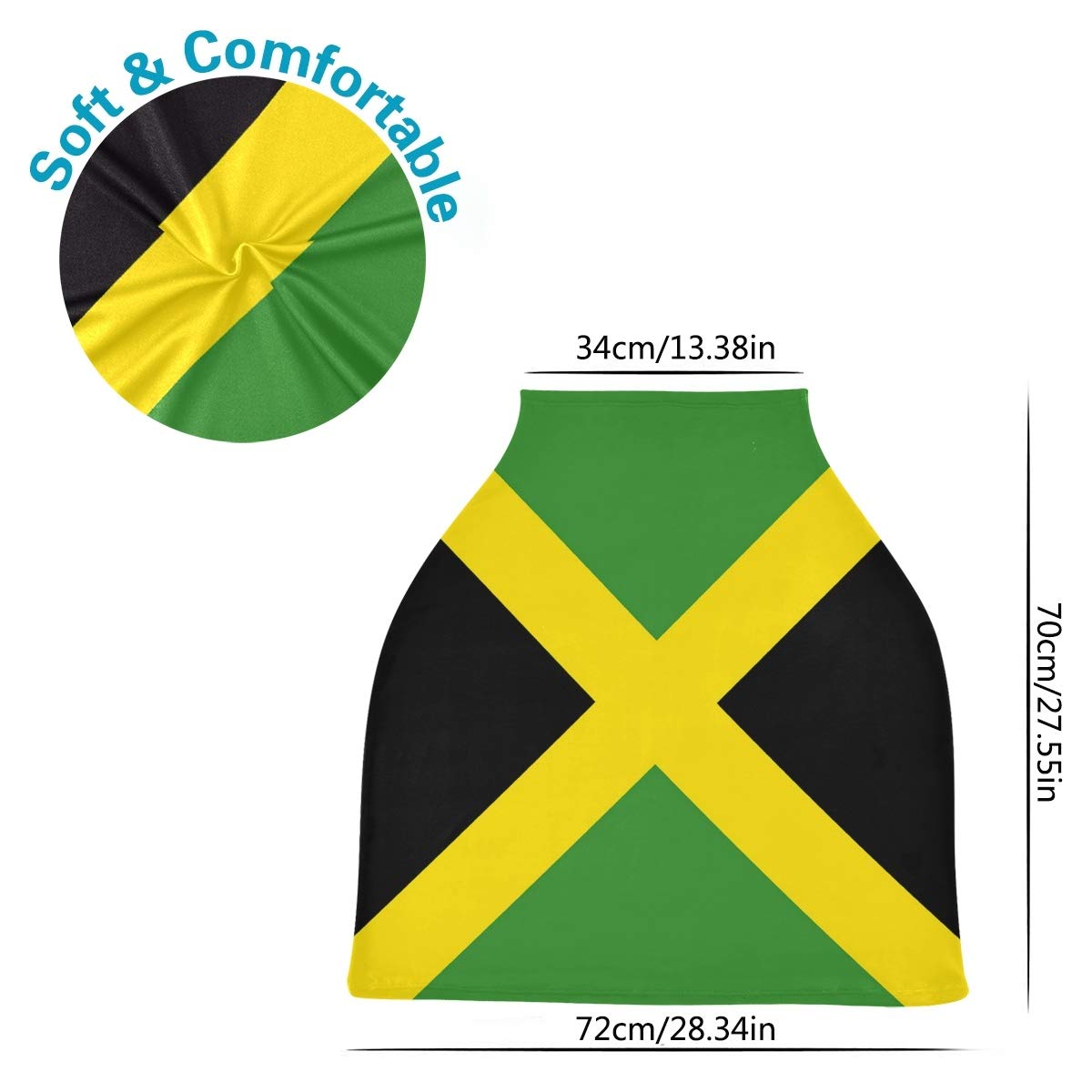 Jamaica Flag Nursing Cover - Breastfeeding Scarf & Baby Car Seat Canopy - Universal Infant Stroller Cover for Girls and Boys - Perfect for Travel, Shopping, and Outdoor Nursing