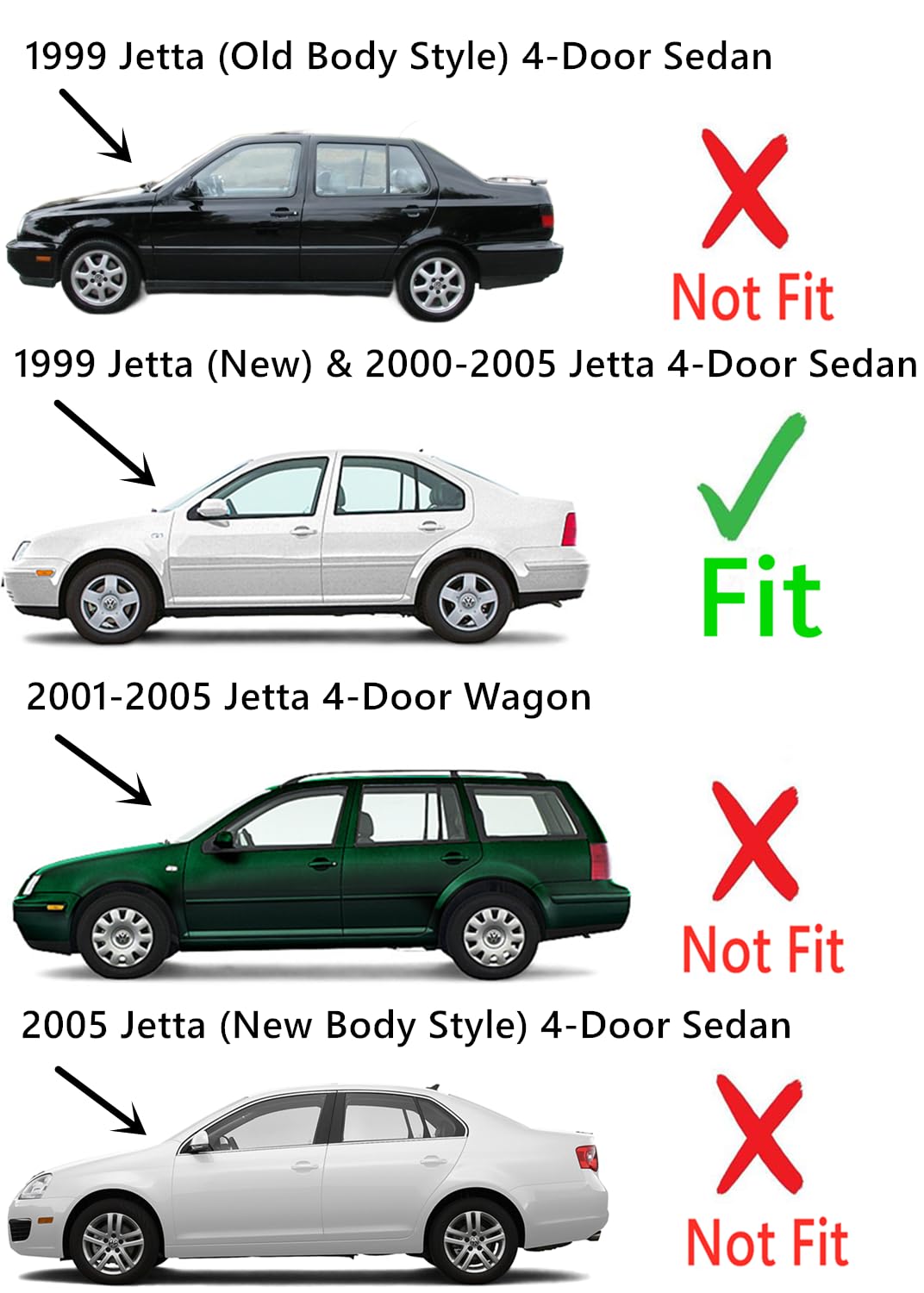 Volkswagen Jetta 2000-2005 Left Side Rear Door Window Glass Replacement - Compatible with 4 Door Sedan Models (Not for Wagon or 2005 New Jetta) - Perfect for DIY Auto Glass Repair & Vehicle Maintenance