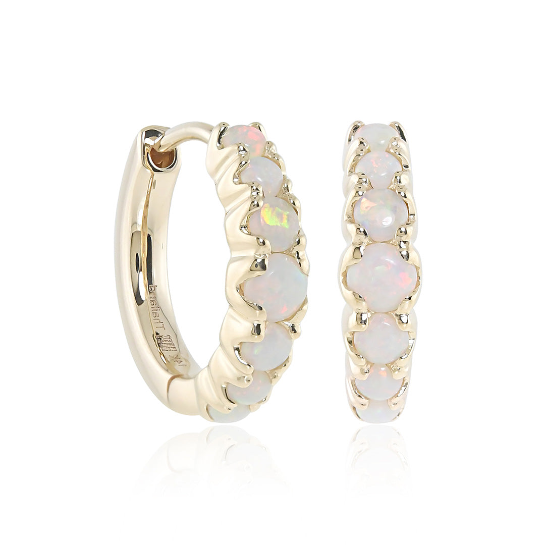 Graduated Opal Huggie Hoop Earrings – Elegant Stackable Jewelry for Everyday Wear & Special Occasions