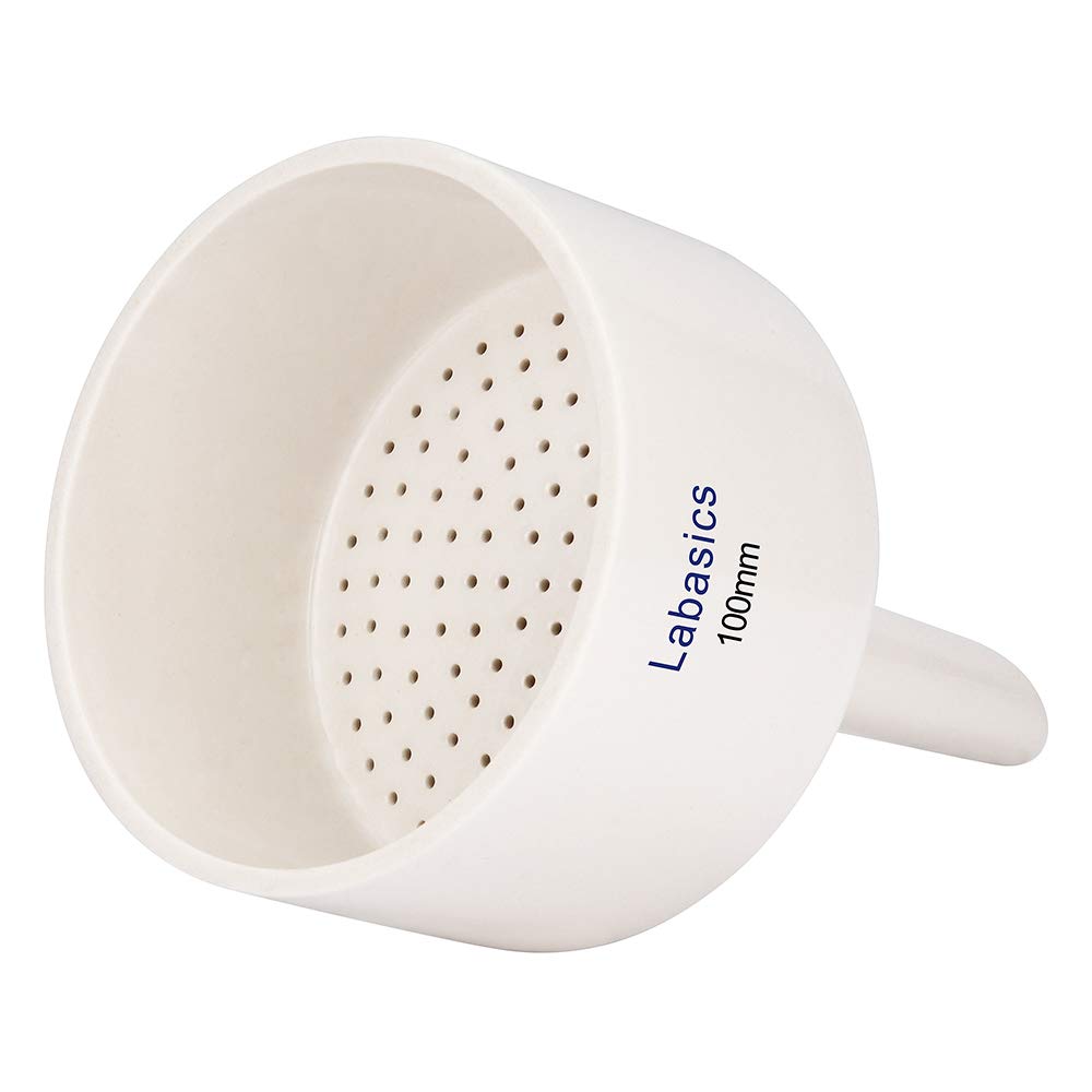 Labasics Porcelain Buchner Funnel 100mm - 10cm OD 9cm ID Laboratory Filter Funnel for Vacuum Filtration, Chemistry Experiments & Scientific Research