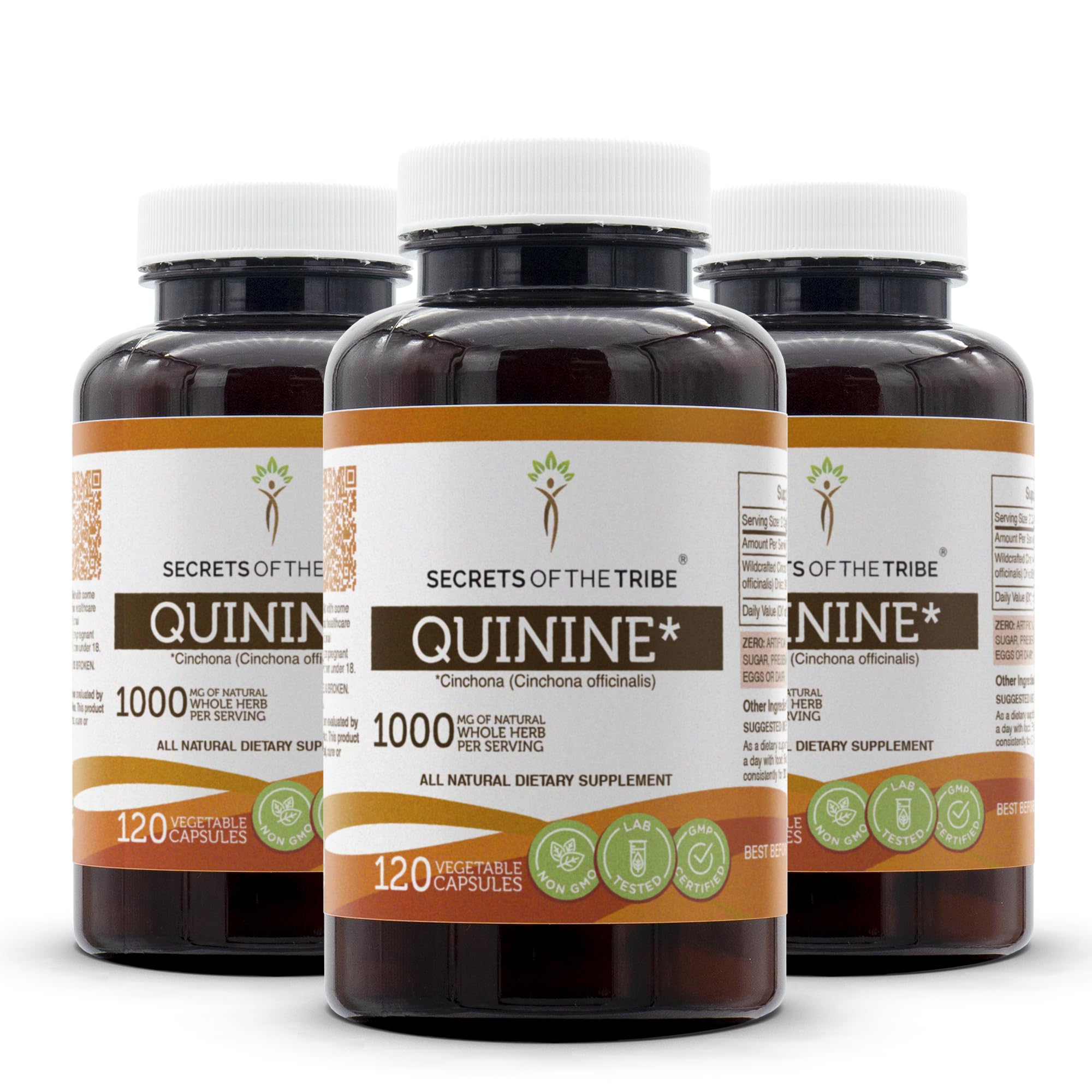 Wildcrafted Quinine Capsules 1000mg - Natural Cinchona Officinalis Bark Extract for Leg Cramp Relief - 360 Capsules (3x120) Dietary Supplement - Supports Muscle Relaxation & Nighttime Comfort