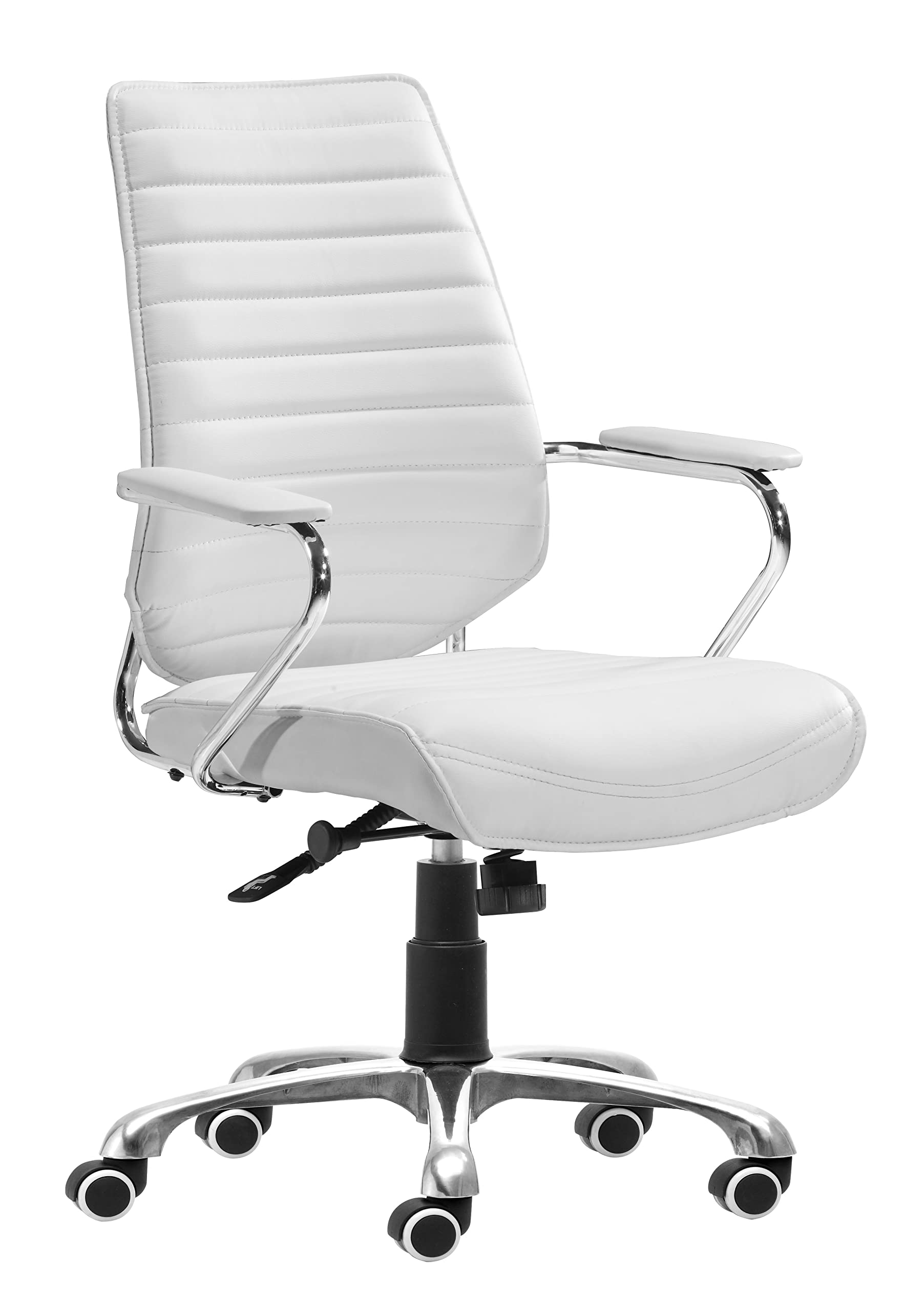 Zuo Modern Low Back Office Chair - Ergonomic White Executive Chair for Home & Office - Comfortable Desk Chair for Work, Study & Gaming