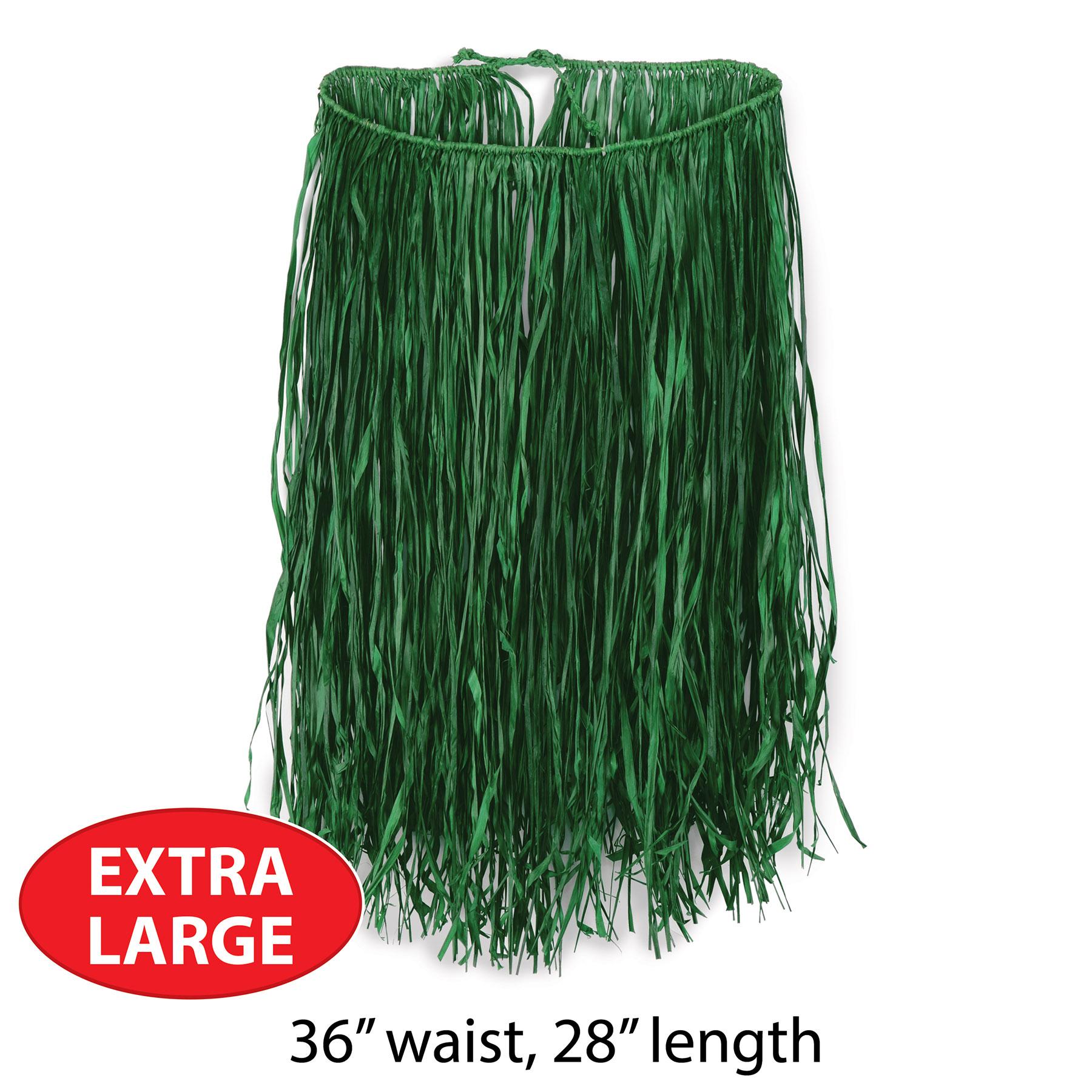 12 Pack Beistle Extra Large Raffia Hula Skirt - Green | Tropical Party Costume, Luau Dance, Hawaiian Theme Decor, Halloween & Cosplay Accessories