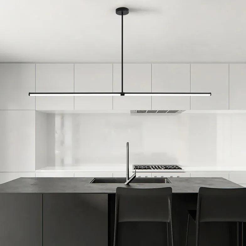 Modern Single Linear Pendant Light for Dining Room - Sleek Minimalist Hanging Fixture for Kitchen Island, Breakfast Nook & Contemporary Home Decor