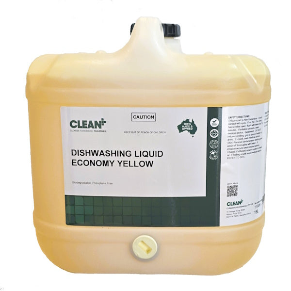 Clean Plus Lemon Scented Dishwashing Liquid - 15Lt Bulk Refill for Commercial & Home Kitchens | Eco-Friendly & Powerful Degreaser for Sinks, Dishes & Utensils