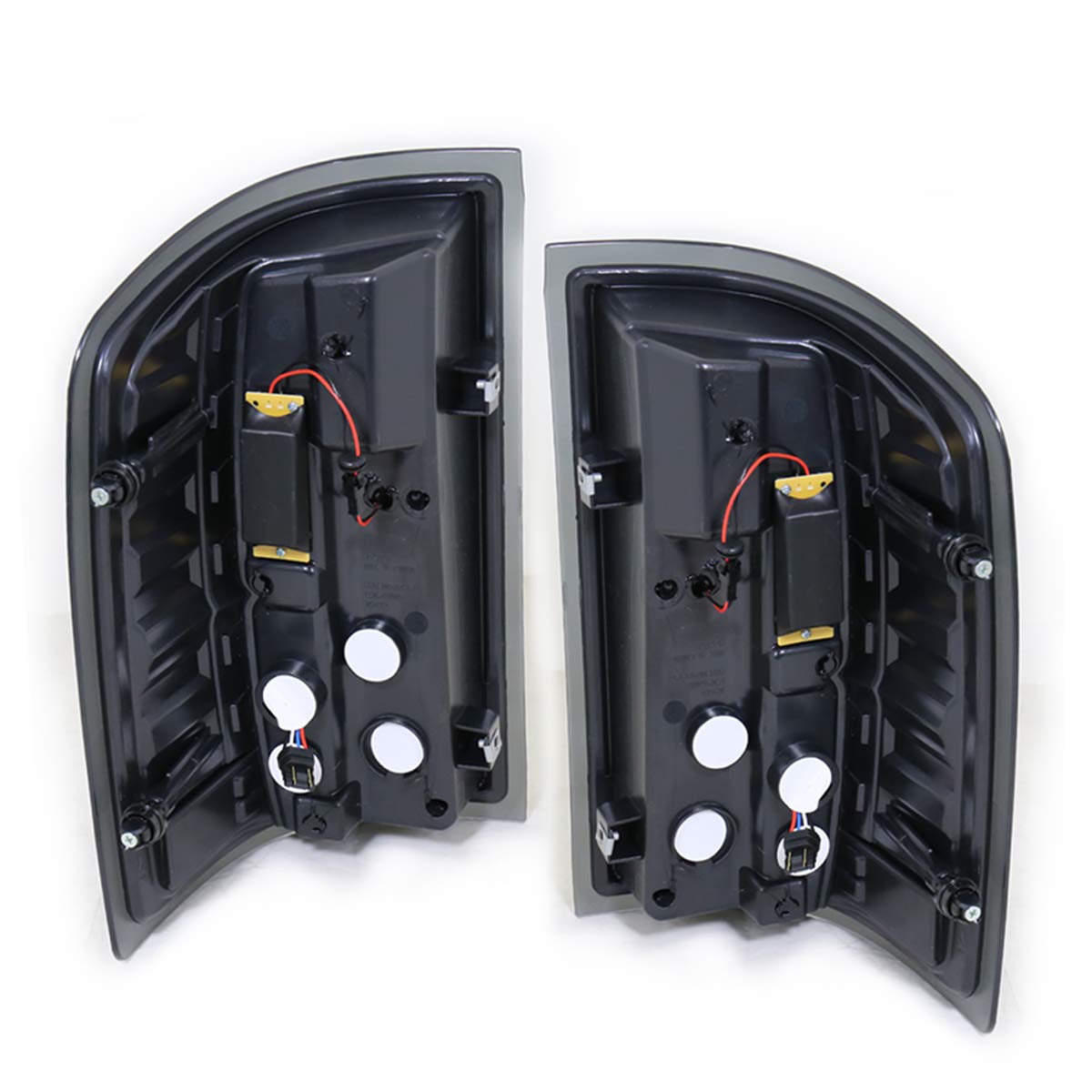 Compatible/Replacement LED Tail Lights for 2014-2017 GMC Sierra 1500 & 2500HD - White Streak, Black Housing with Smoked Lens - Perfect for Night Driving & Enhanced Visibility