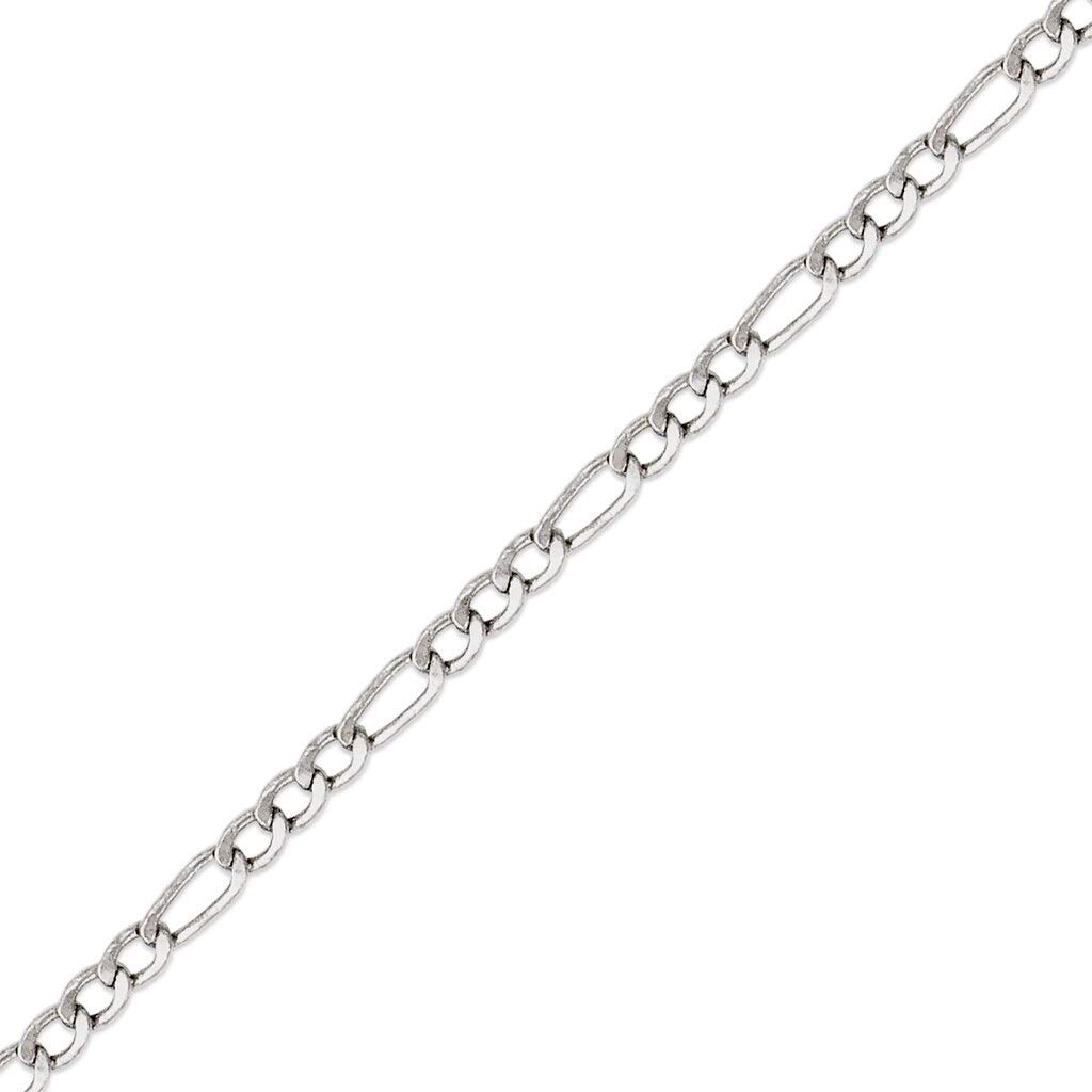 14K White Gold Hollow Figaro Chain Necklace for Women & Men - Italian Crafted Strong & Shiny Jewelry Gift - 16 to 24 Inches Length, 2.5MM to 3.5MM Width - Perfect for Weddings, Anniversaries & Special Occasions