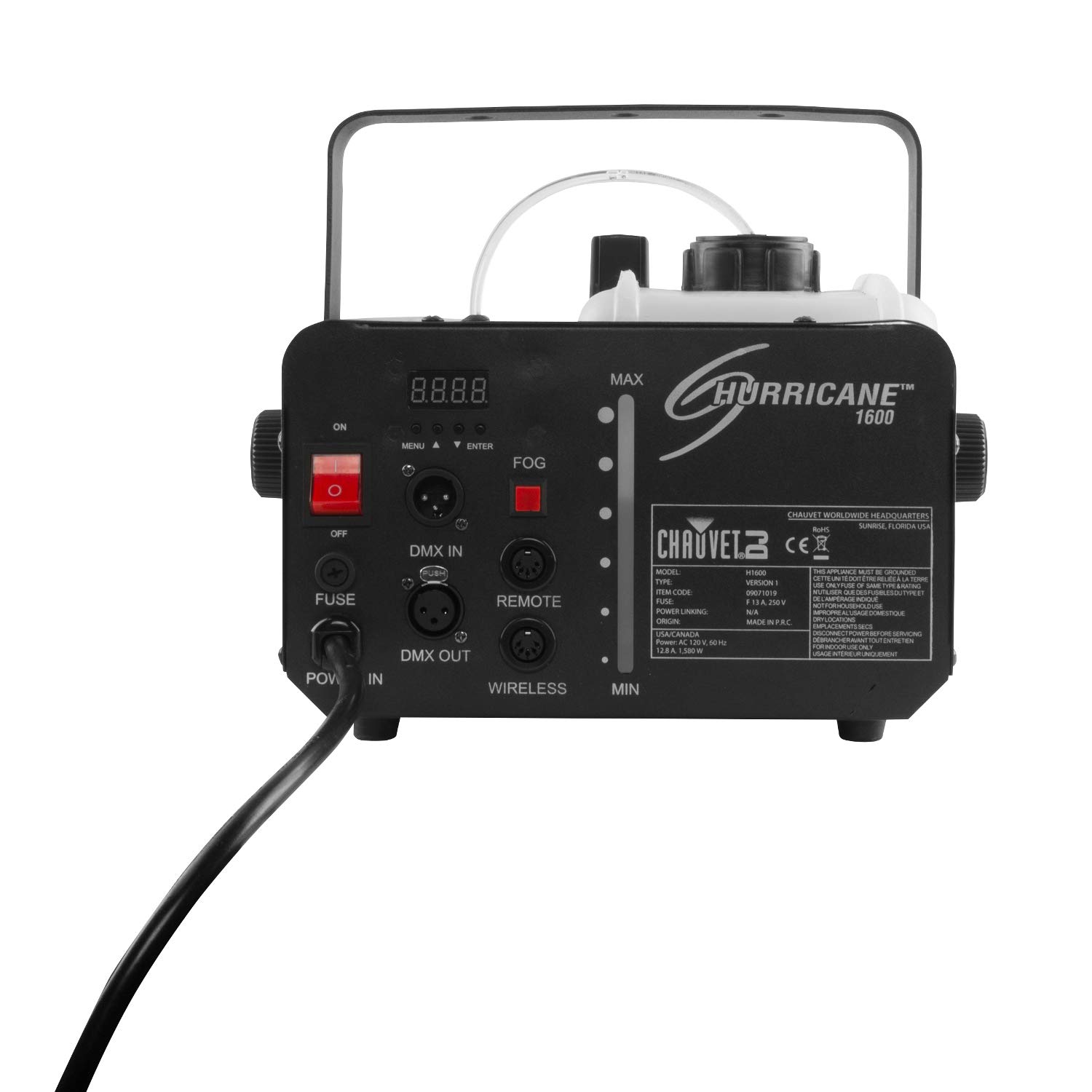 Chauvet Hurricane 1600 Compact Fog Machine - Professional Portable Fogger for Stage Shows, Halloween Parties & DJ Events