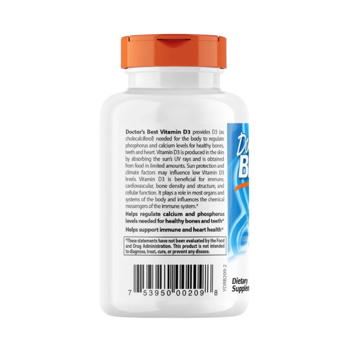 Doctor's Best Vitamin D3 25 mcg (1000 IU) 180 Softgels - Supports Bone Health & Immune System - Ideal for Daily Supplement & Winter Wellness