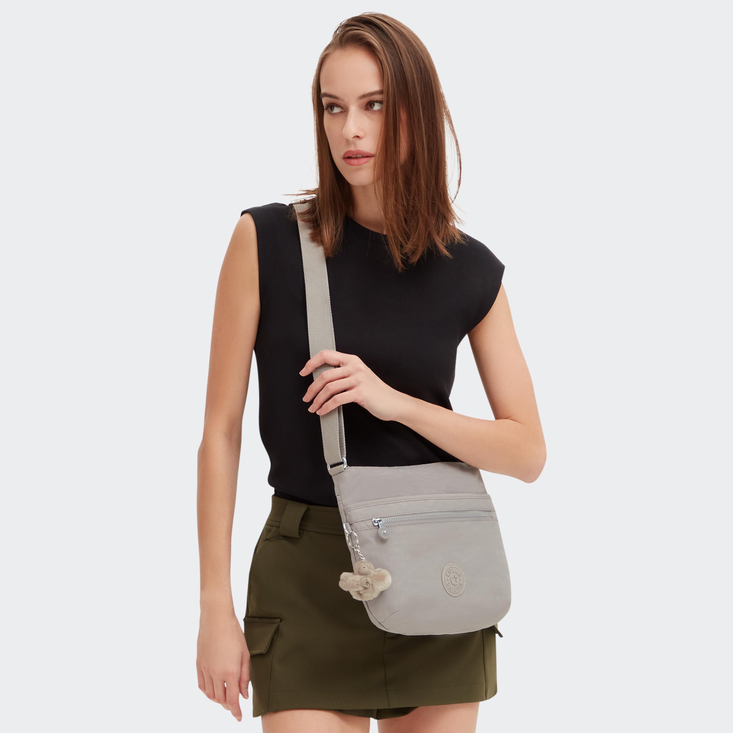 Kipling Cross-Body Bag for Women - Lightweight & Durable Charcoal Shoulder Purse - Perfect for Travel, Work & Everyday Use