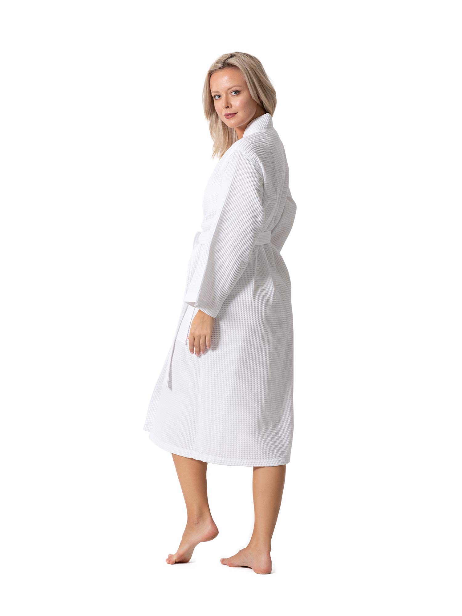 Premium Turkish Linen Waffle Knit Kimono Robe for Women - Lightweight & Quick Dry Spa Bathrobe - Soft & Breathable Loungewear for Home, Beach, and Relaxation