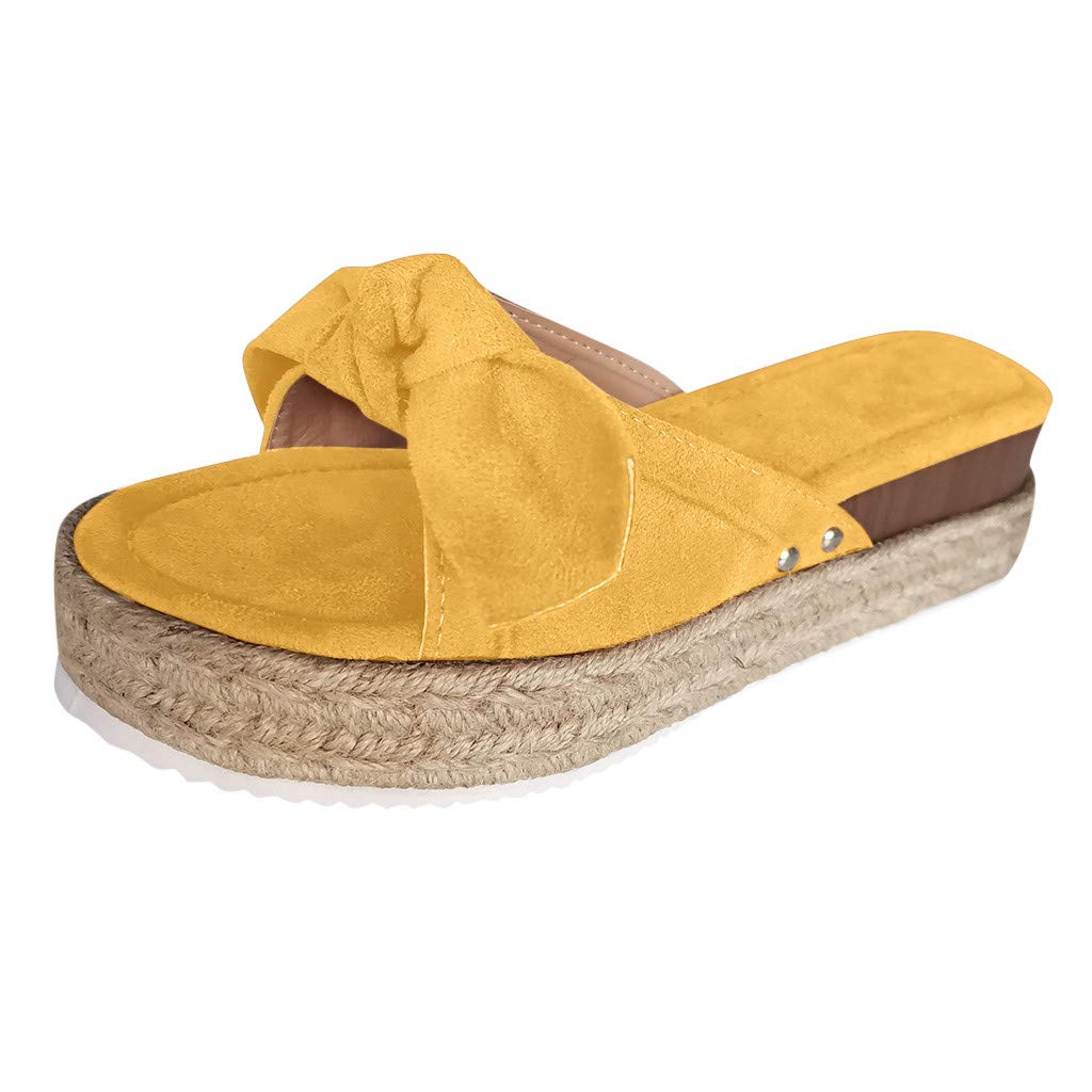 VESNIBA Women's Casual Wedge Sandals with Bowknot - Comfortable Open-Toe Platform Slippers for Ladies | Perfect for Beach, Summer Outfits & Relaxing at Home