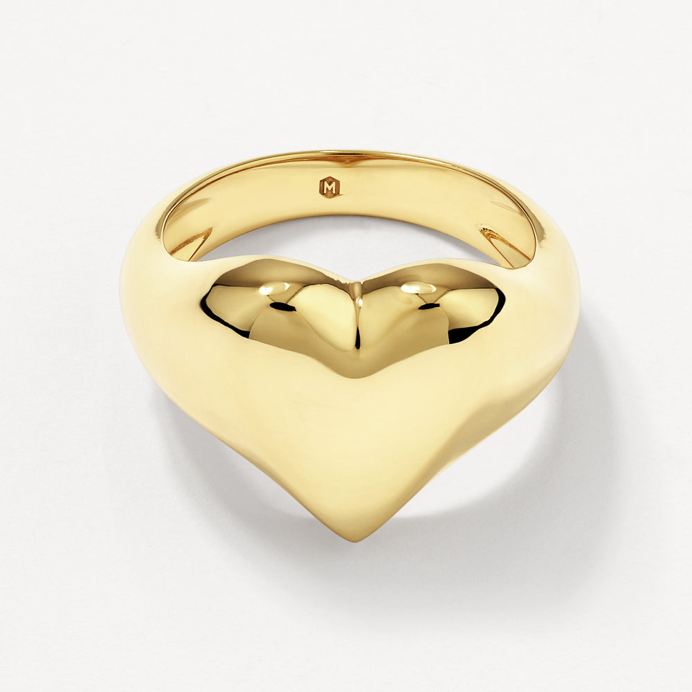 Gold Puff Heart Ring - Elegant & Trendy Jewelry for Women - Perfect for Valentine's Day, Anniversary & Romantic Gifts