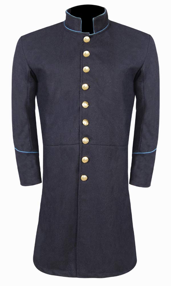 Authentic Civil War Union Officer Infantry Frock Coat with Sky Blue Trim - Historical Reenactment & Costume Wear for Events
