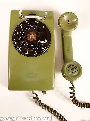 Vintage 1960s ITT Rotary Green Wall Phone - Retro Antique Telephone for Home Decor & Film Props - Perfect for Vintage Themed Rooms, Movie Sets, and Collectors