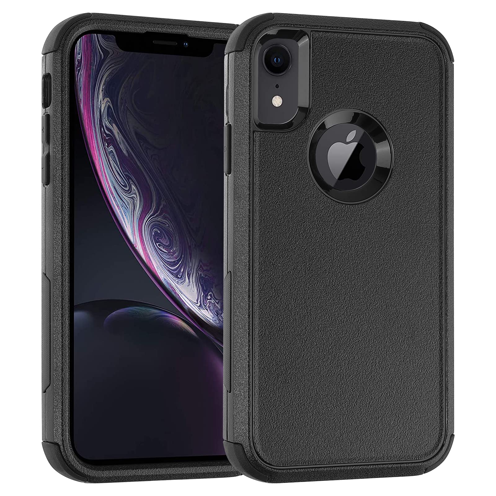 Shockproof iPhone XR Case - Heavy Duty 3-Layer Protective Cover for Apple iPhone XR 6.1 Inch | Durable Bumper Design | Perfect for Outdoor, Travel & Daily Use (Black)