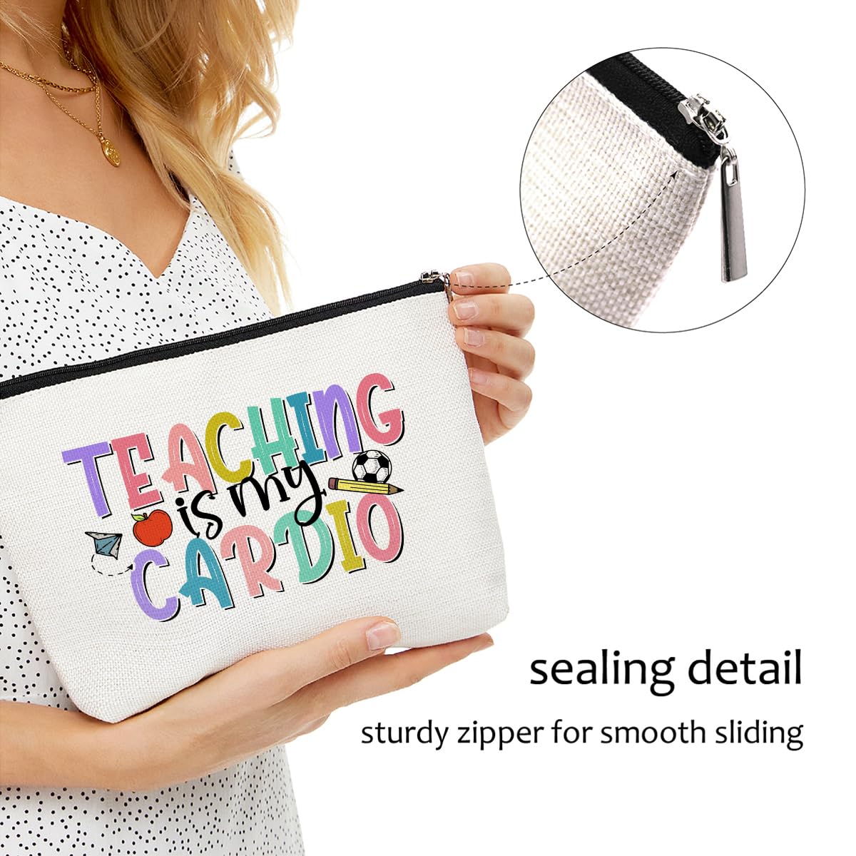 Funny Teacher Makeup Bag - Best Appreciation, Birthday, Graduation & Retirement Gift for Women Educators - Perfect Cosmetic Bag for School, Travel & Daily Use