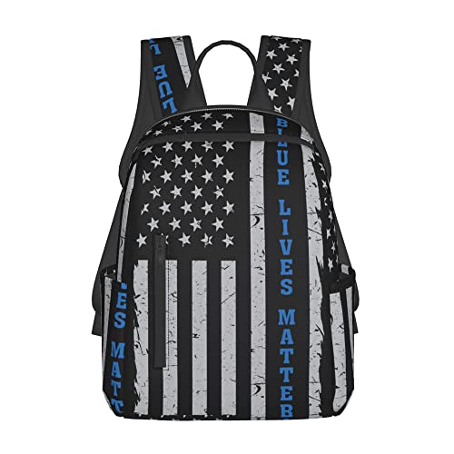 Blue Lives Matter Line American Flag Police Pattern Black