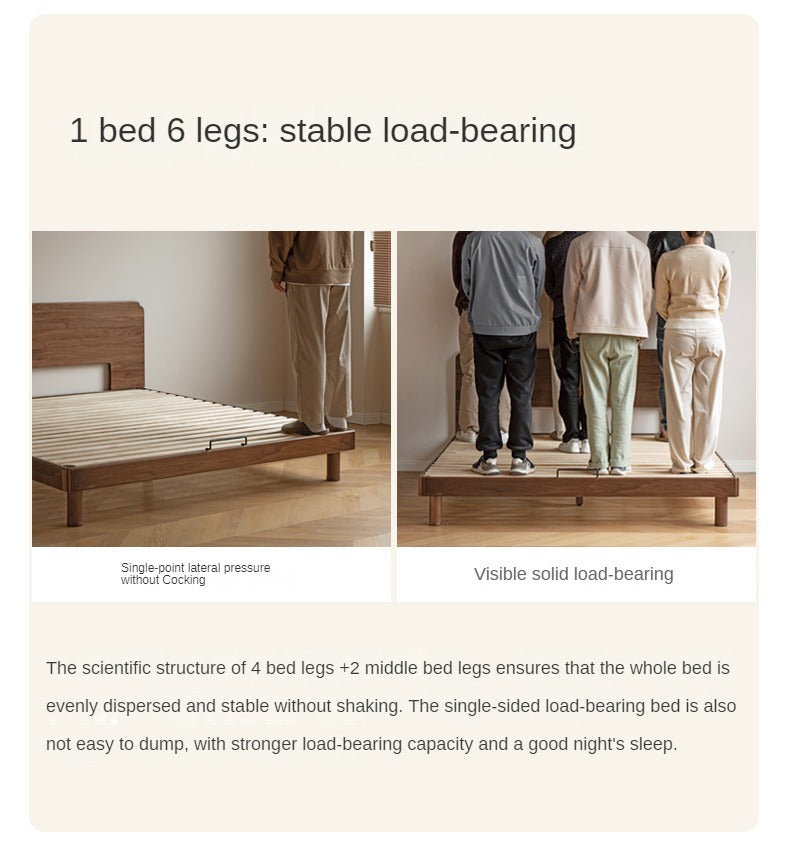 Premium Solid Oak & North American Black Walnut Wood Bed Frame - Handcrafted Luxury Bed for Master Bedroom, Guest Room & Modern Farmhouse Decor