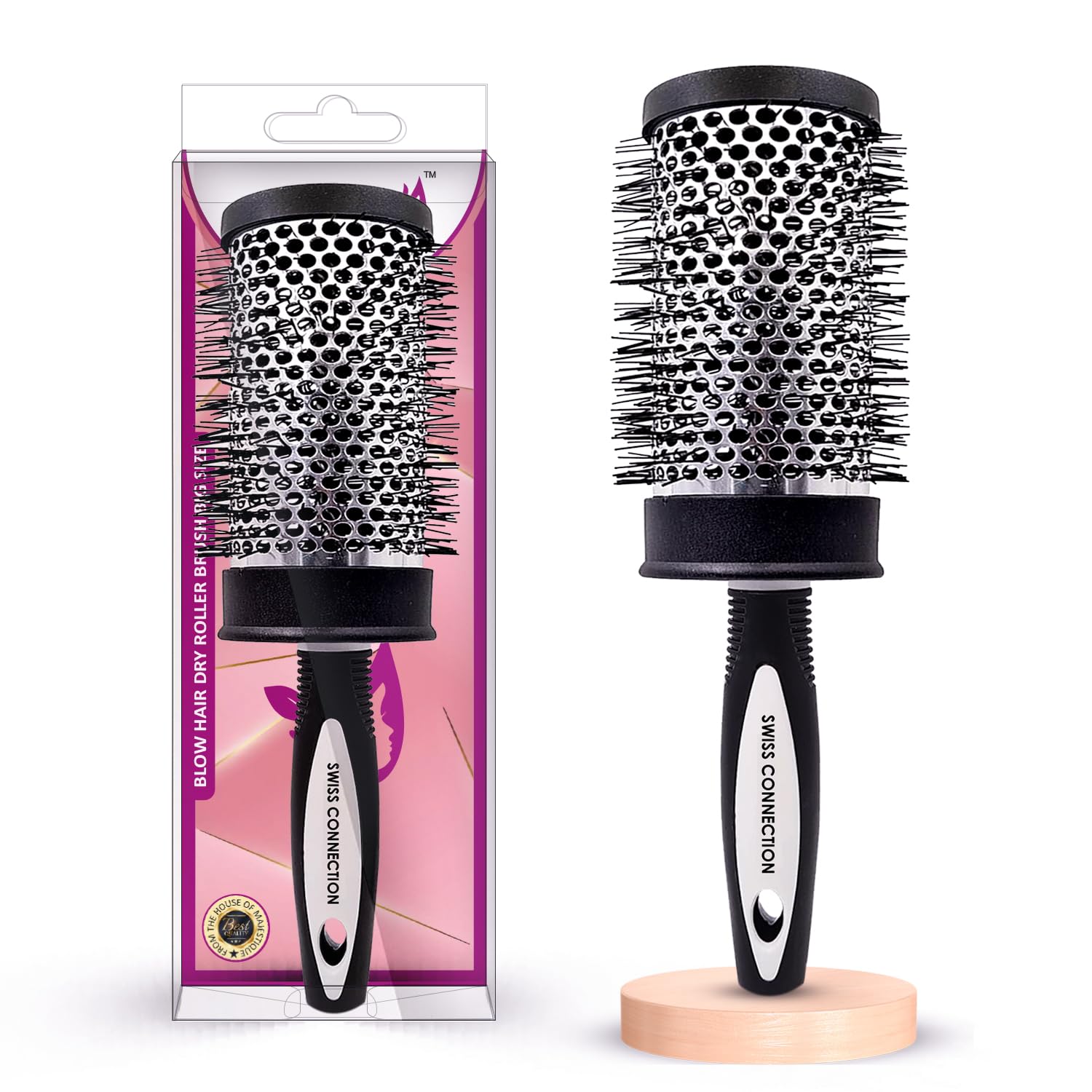 Swiss Connection Blow Dryer Hair Brush - Professional Styling Tool for Smoothing, Curling & Volumizing Hair | Lightweight & Durable for Wet & Dry Hair | Perfect for Men & Women at Home or Salon (1 Pack)