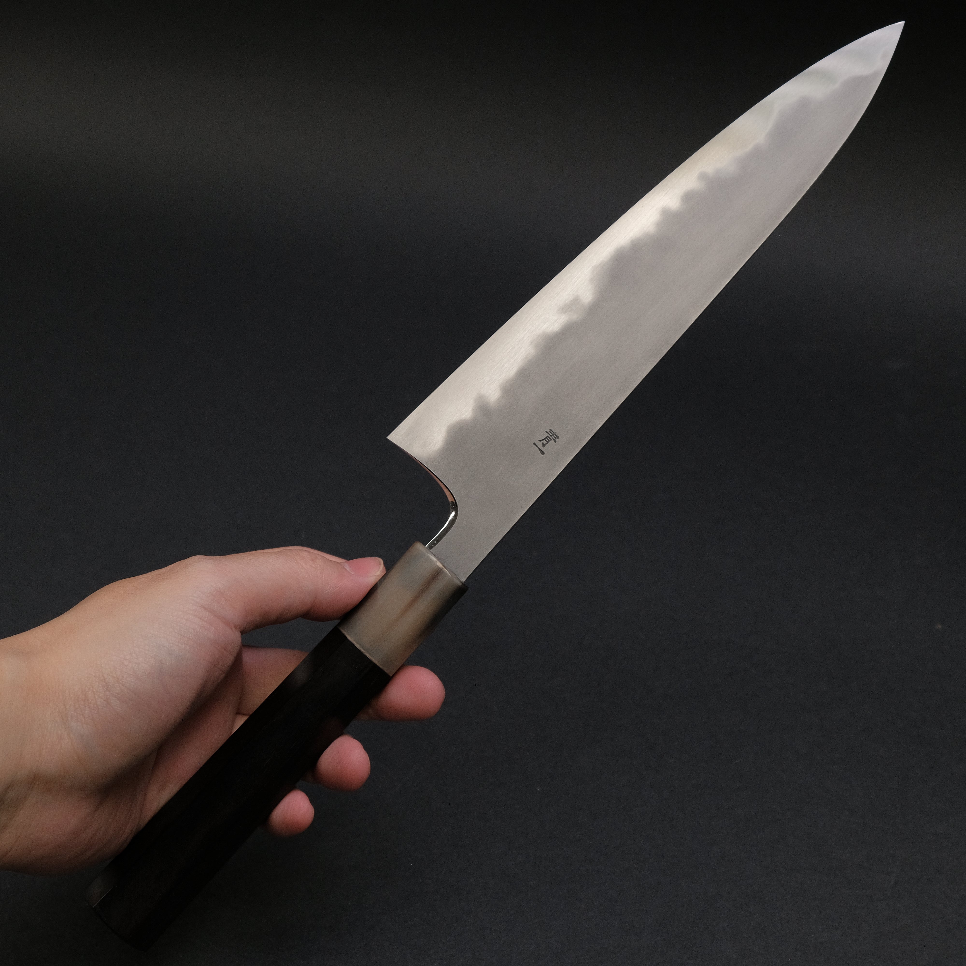 Hitohira Tanaka Yohei Blue #1 Kasumi Gyuto 210mm Japanese Chef Knife with Ebony Wood Handle - Perfect for Sushi, Meat Cutting & Professional Kitchen Use