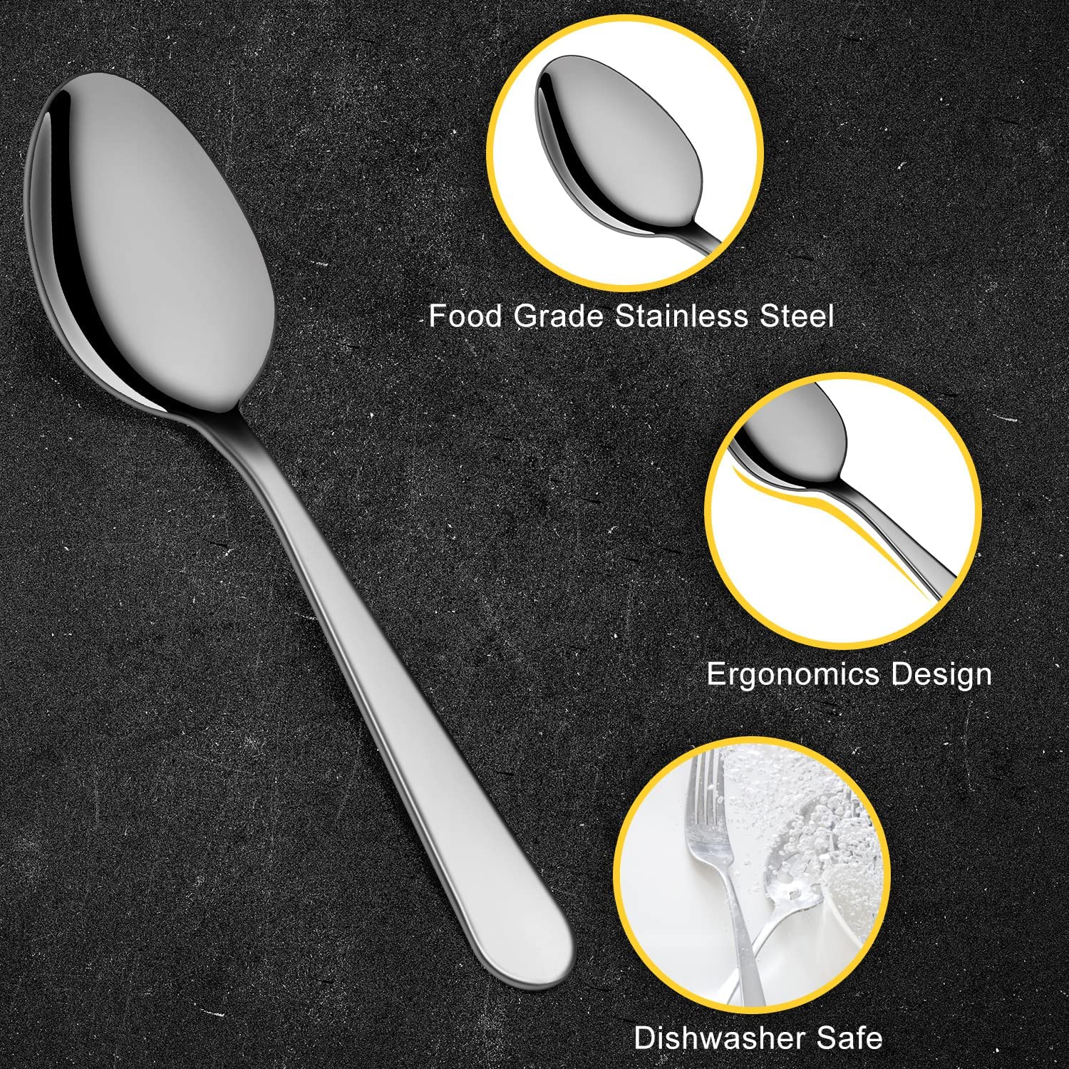 36-Piece 6-Inch Stainless Steel Teaspoon Set - Food Grade Silverware for Tea, Coffee & Desserts - Perfect for Home, Kitchen, Restaurant & Catering - Dishwasher Safe & Durable Cutlery