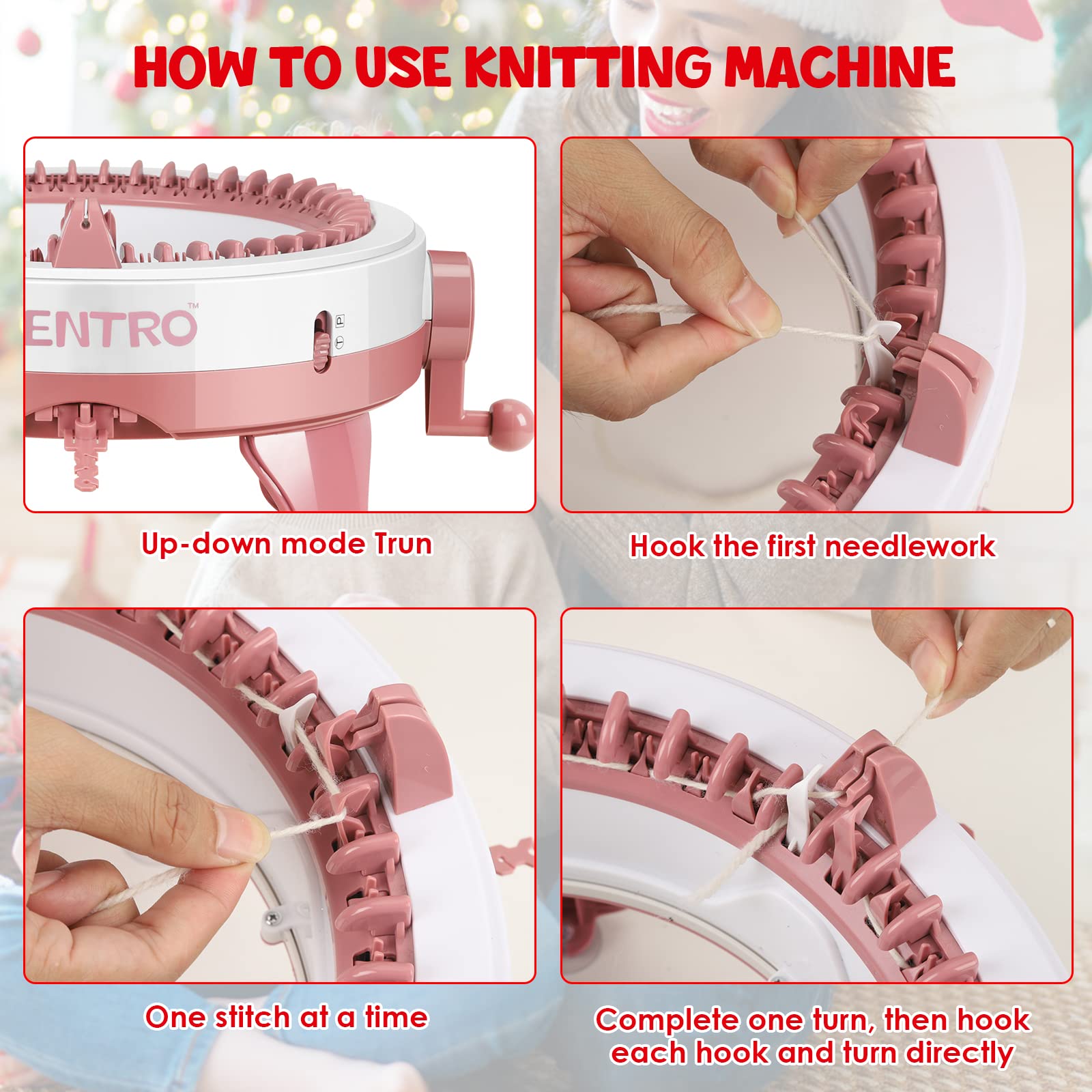 48 Needle Smart Knitting Loom Machine with Row Counter - Rotating Double Knit Loom Kit for Adults & Kids (Includes Wool Yarn) - Perfect for DIY Scarves, Hats & Home Crafts