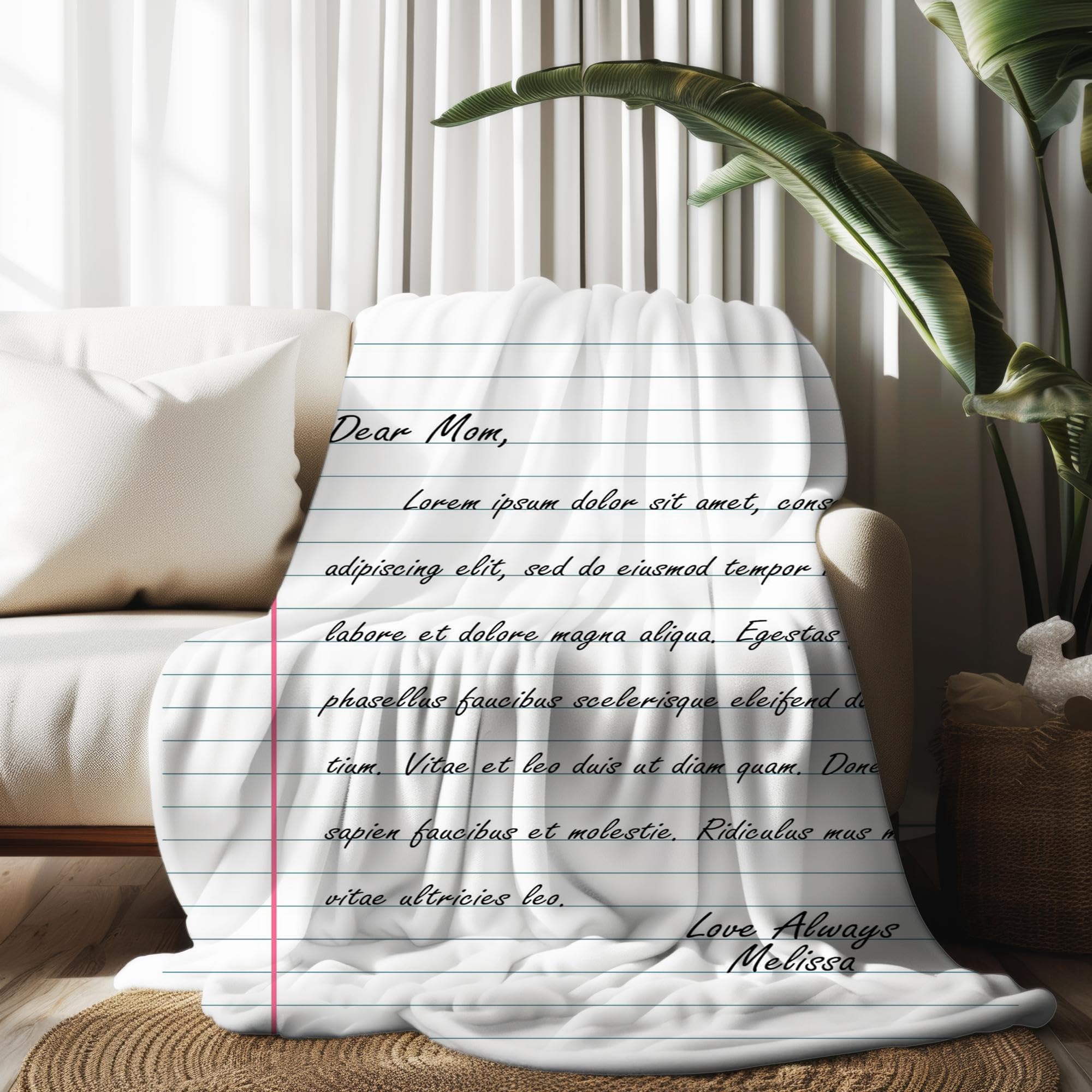 Custom Letter Blanket with Personalized Text - Perfect Gift for Christmas, Valentine's Day & Mother's Day | Cozy Personalized Throw Blanket for Couples, Family & Home Decor