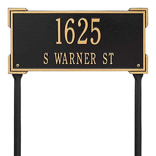 Whitehall™ Personalized Cast Metal Address Plaque - Custom Lawn Mounted Roanoke House Number Sign | Durable Outdoor Address Display for Home & Garden | Perfect for Mail Delivery, Emergency Services & Curb Appeal