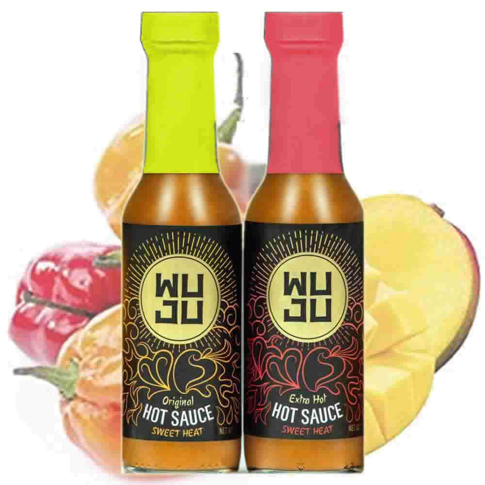 Wuju All Natural Hot Sauce Variety Pack - 5 oz Bottles (Pack of 2) | Organic Spicy Chili Sauce for Tacos, Wings & Cooking | Gluten-Free Vegan Condiment